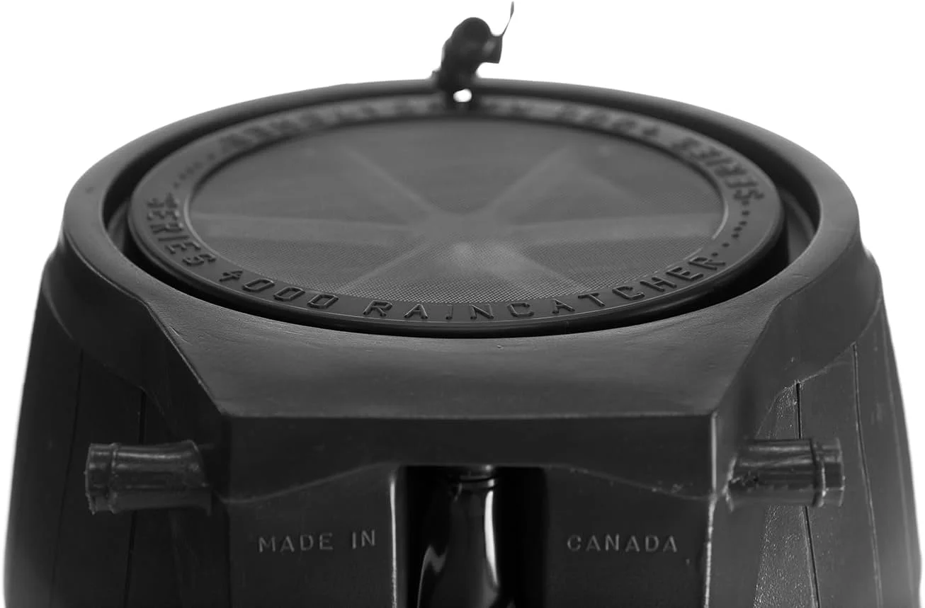 RC4000-BLK 50-Gallon BPA Free Flat Back Home Rain Catcher Water Storage Collection Barrel for Watering Outdoor Plants & Gardens, Black