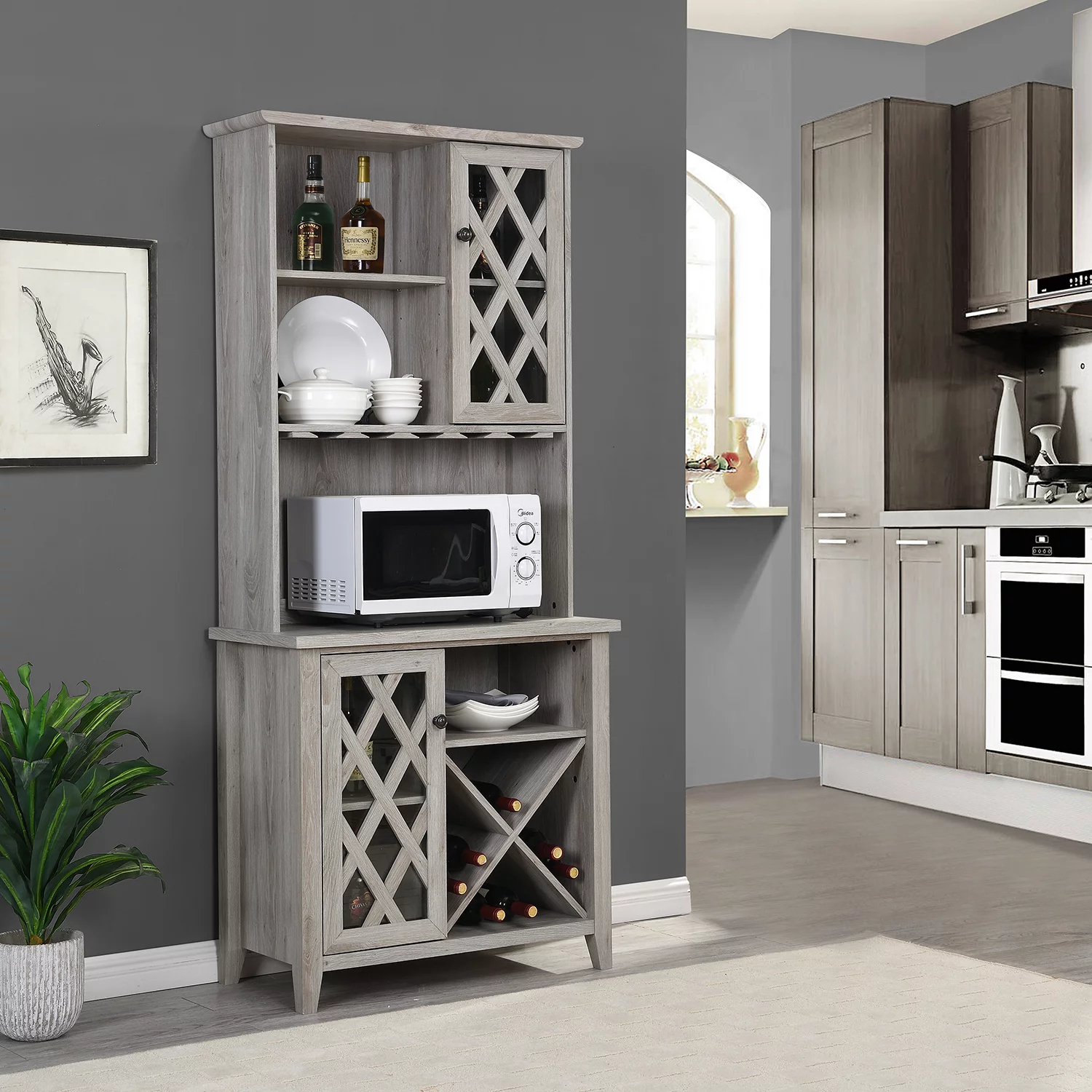 Home Source Bar Cabinet in Grey Finish