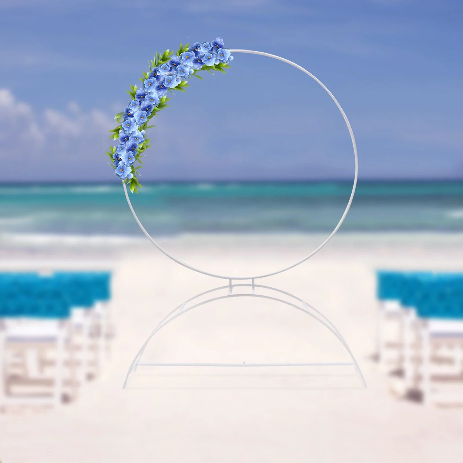 Wedding Arch Backdrop Stand for Birthday Party Balloon Round Circle Venue Decor White
