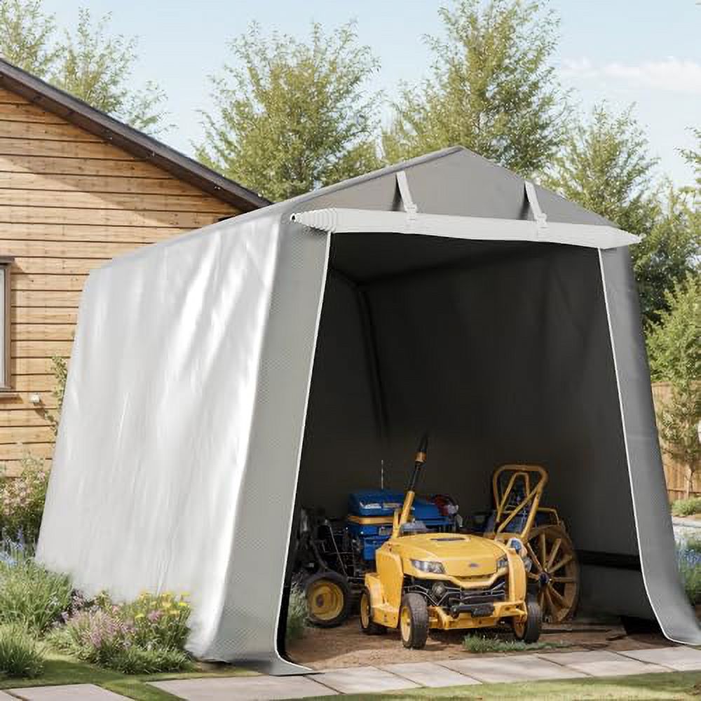JAMFLY Storage Shelter, 6X8 ft Portable Shed, Outdoor Carport with Rolled up Zipper Doors, UV Resistant and Waterproof Outdoor Storage Shed for Motorcycle, Bike or Garden Tools Tent Shed
