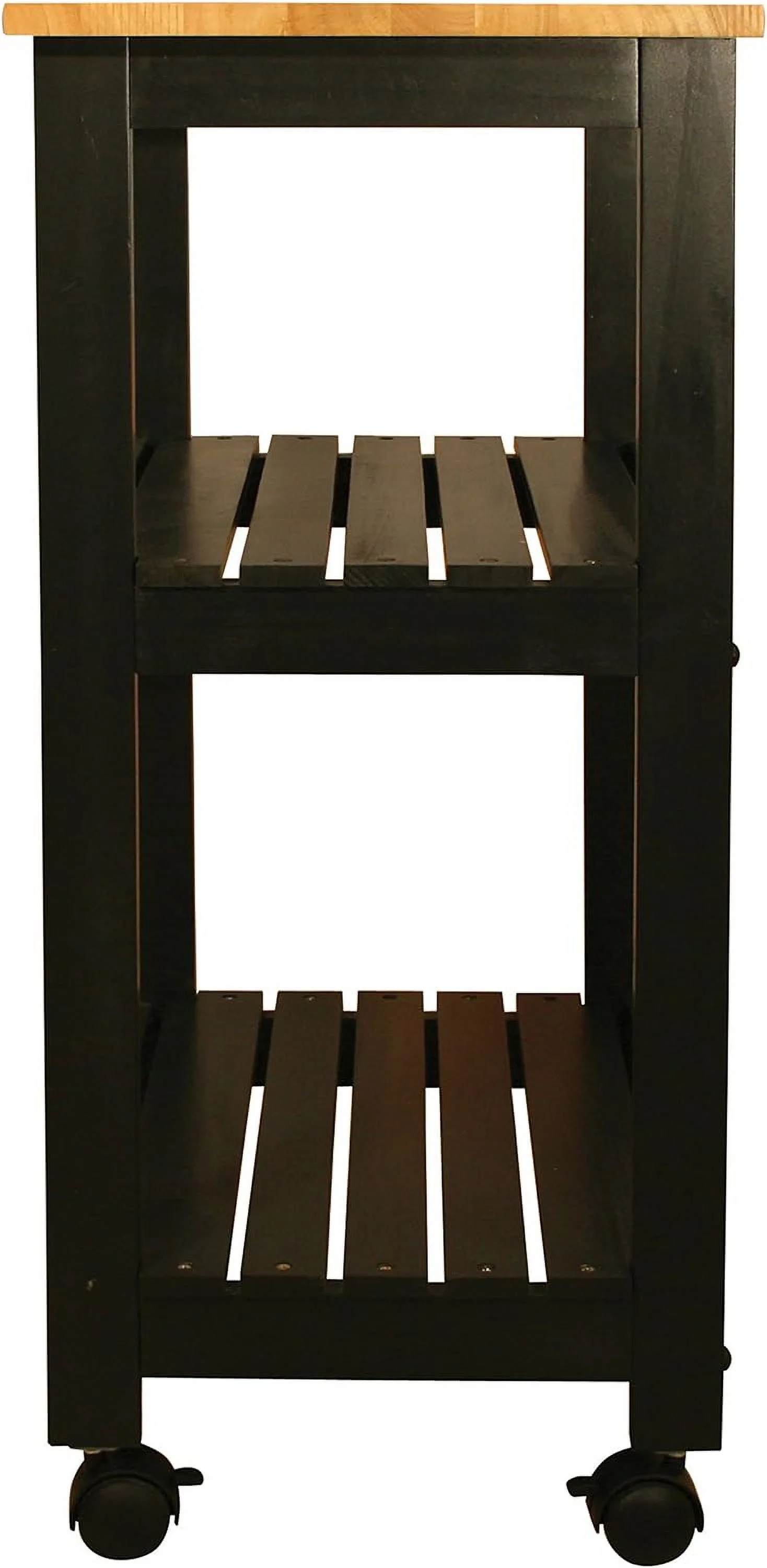 ZWNLKQG Utility Kitchen Cart  Black Base Natural Top