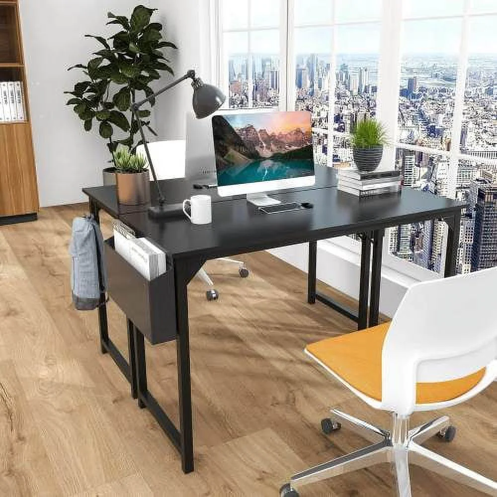 DremFaryoyo Modern Simple Style Wooden Work Office Desks with  47 Inch Black