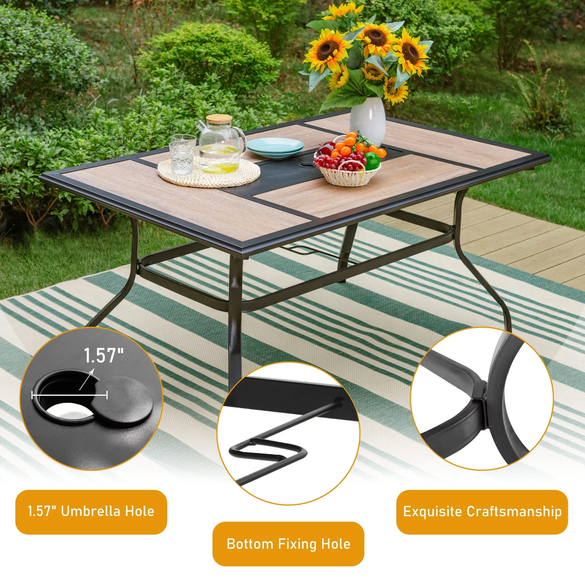 Sophia & William 7 Pieces Metal Patio Dining Set Swivel Padded Chairs and Table Set