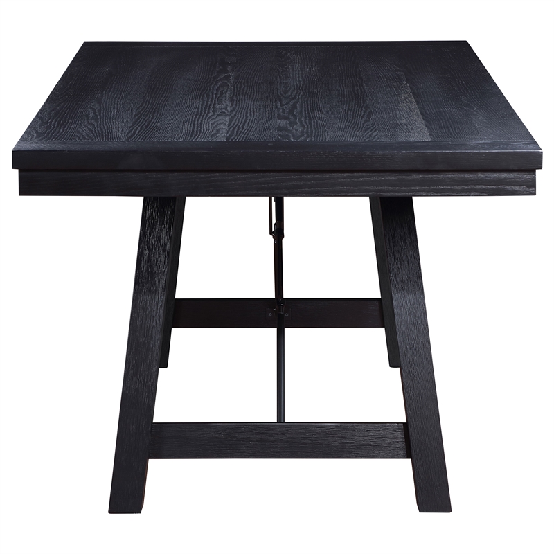 Pemberly Row Modern Wood Rectangular Trestle Dining Table in Black