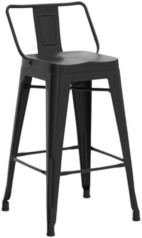 WTYNKAE Metal  Stools Set of 4 Counter Height Stools 26 Inchs Counter Stools with Backs Black  stools with Backs  Height Stools 26" Ergonomic Seat  Low Back  Matte Black