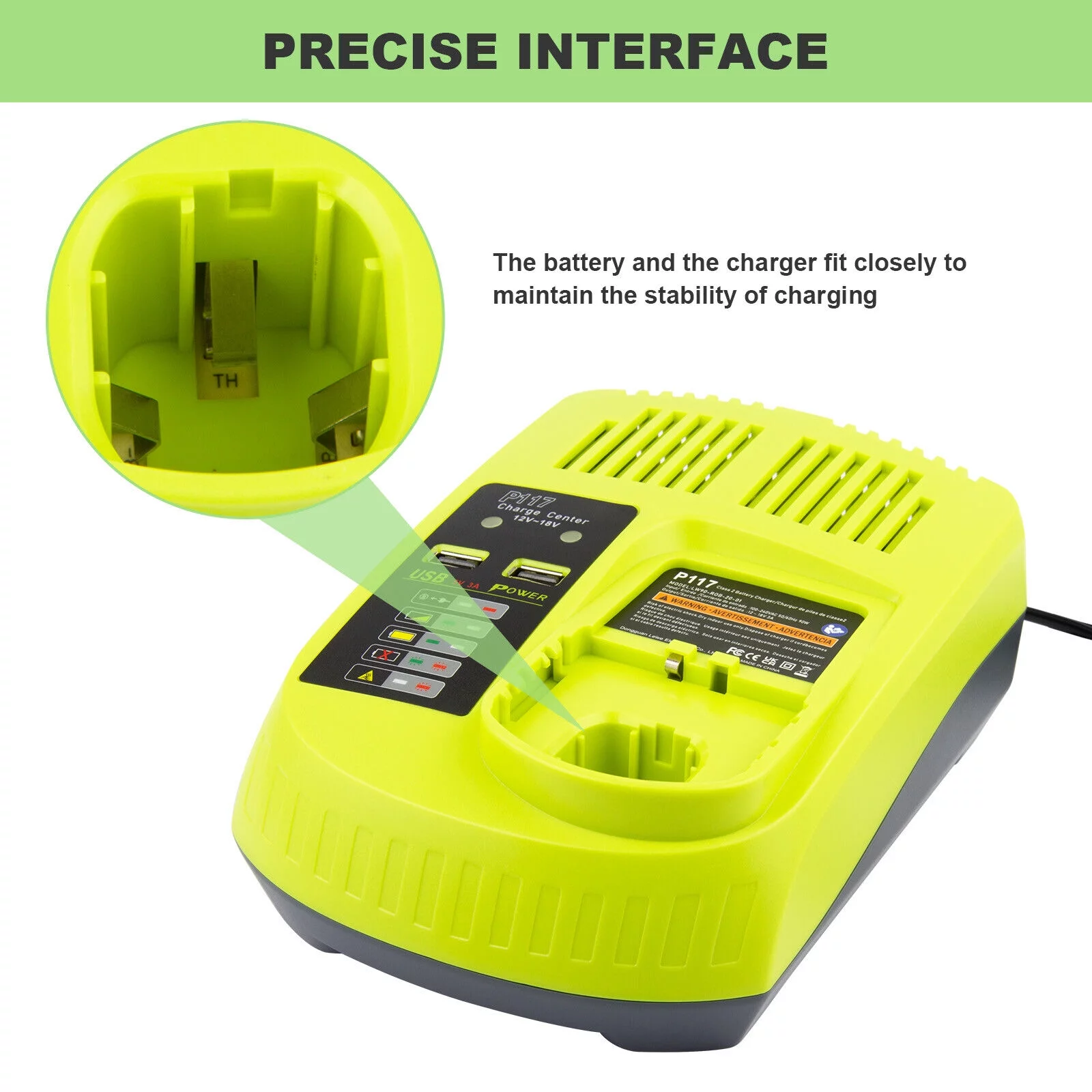 18V P117 Fast Charger For Ryobi ONE+ Plus P108 Li-ion Battery P107 P104 US Plug