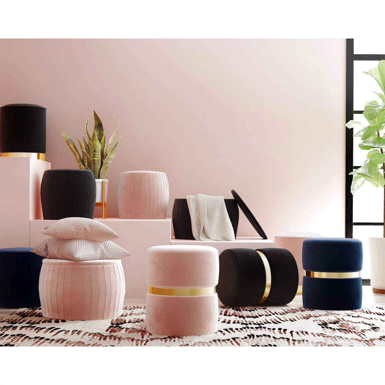 TOV Furniture Pri Velvet Ottoman