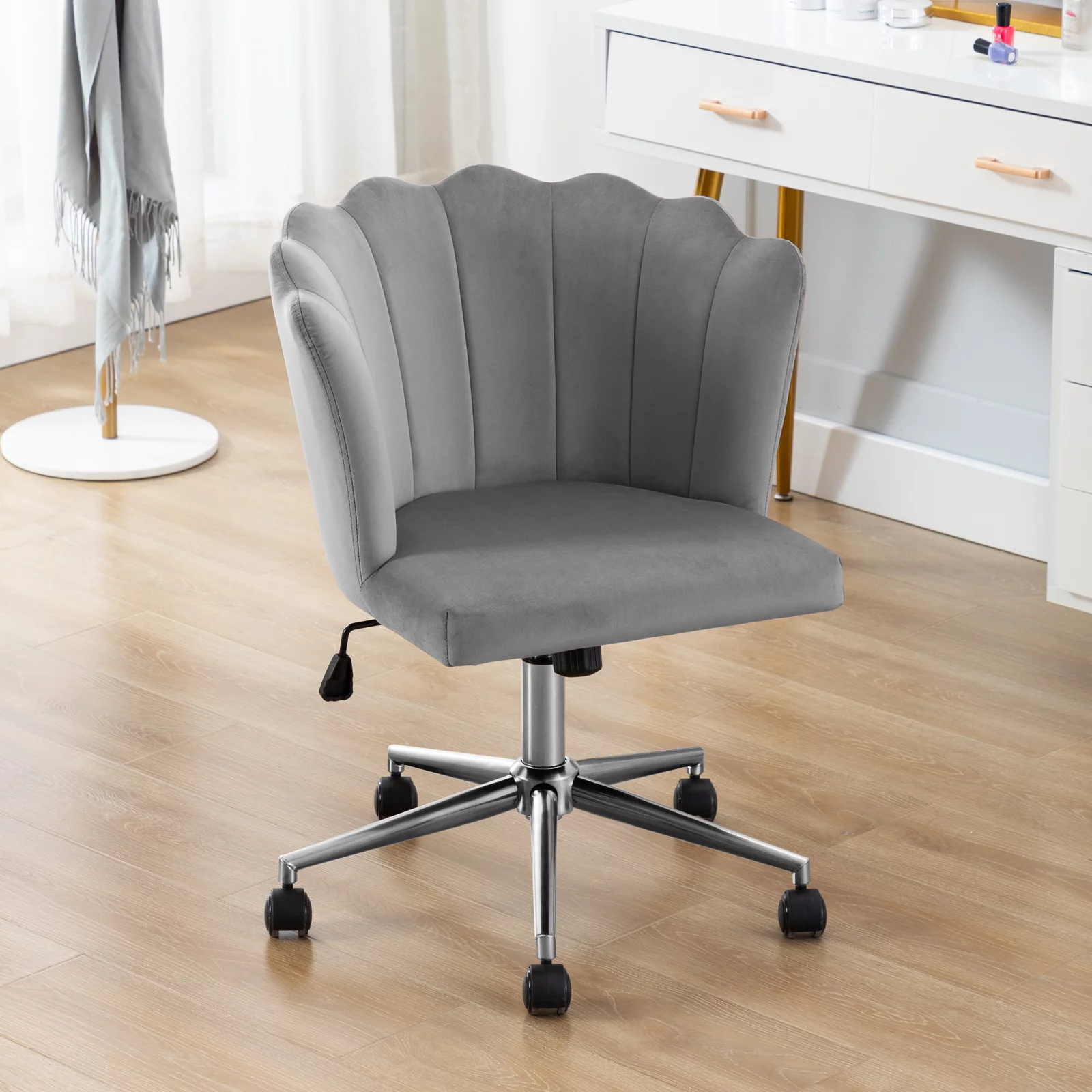 Duhome Home Office Chair Task Chair Velvet Swivel Gray 1 Pcs