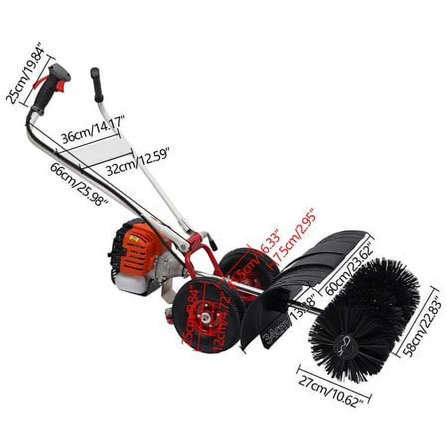 52CC Hand-pushed Road Cleaning Shovel Snow Broom Sweeper Double Handle Cleaner 2 Stroke