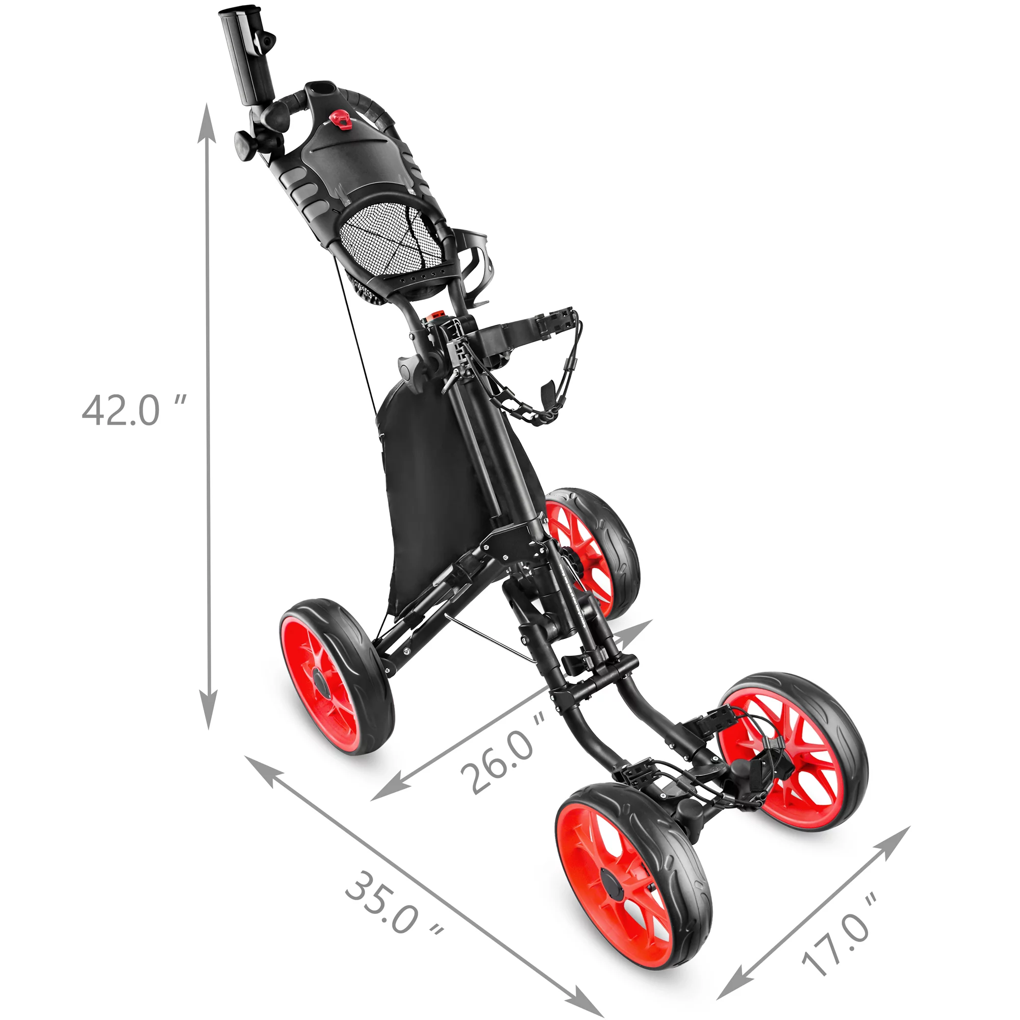 BOBOPRO Golf Cart,Push Pull Golf Cart Trolley,4 Wheels Folding Cart,Foot Brake, Golf Bag Holder,Cup Holder,Umbrella Stand Golf Accessories, Best Gifts for Men Women