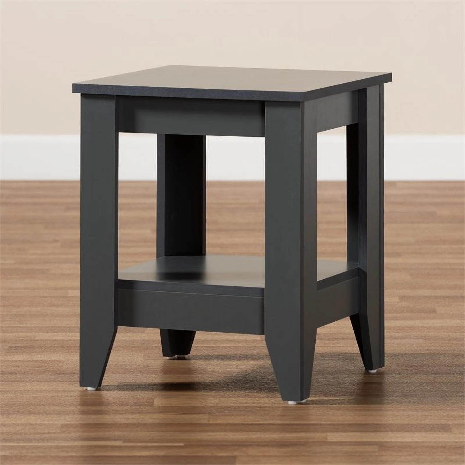Bowery Hill Square Modern Wood Living Room End Table in Gray