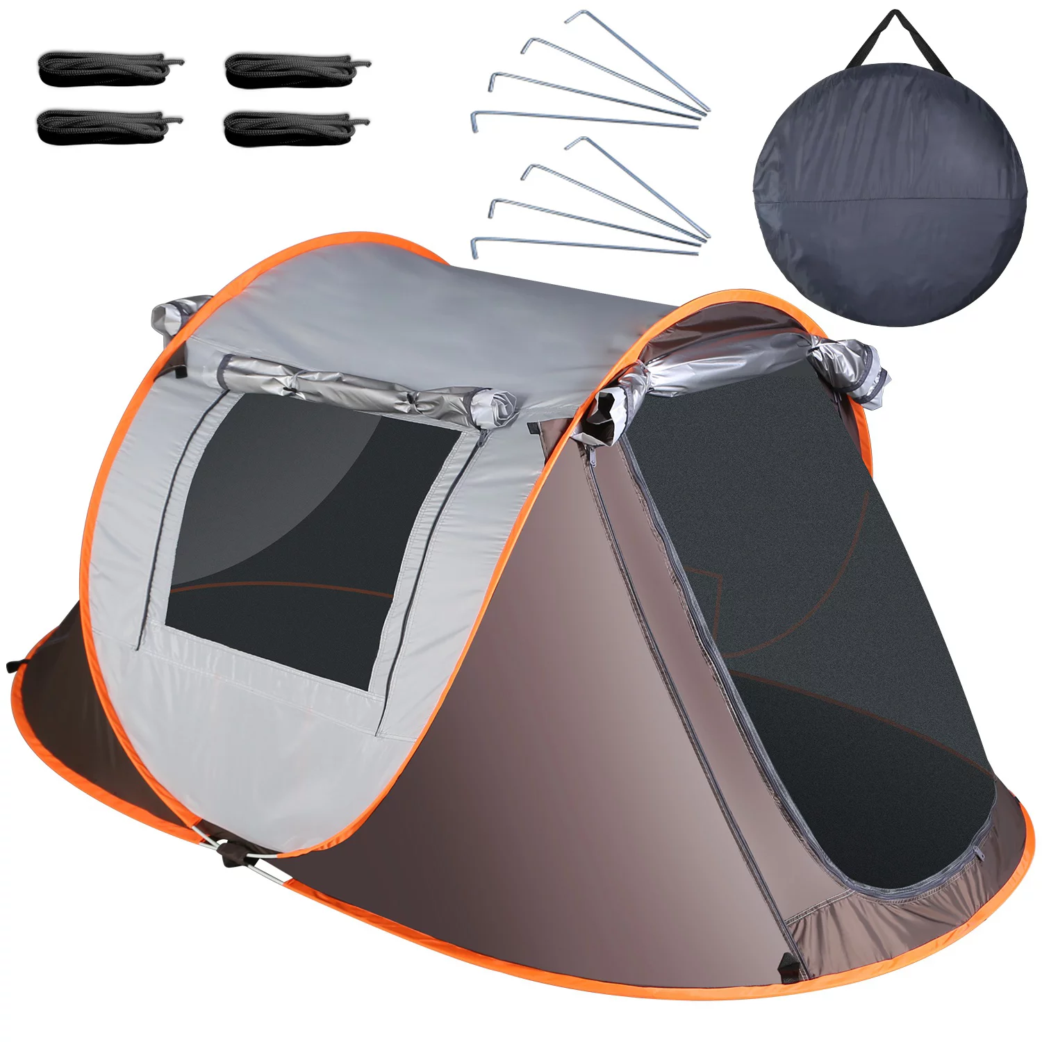 3-4Person Waterproof Pop Up Tent w/ 2 Mosquito Net Windows iMounTEK Hiking Climbing Auto Setup Camping Travel Tent