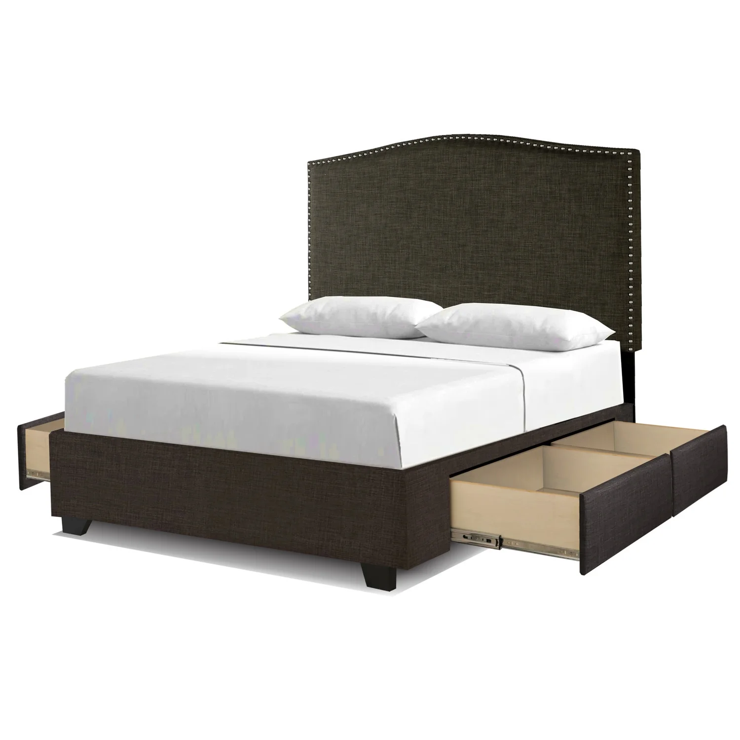 Maykoosh Upholstered Artistic Accomplishment Platform Bed With 4 Drawers, Queen, grey