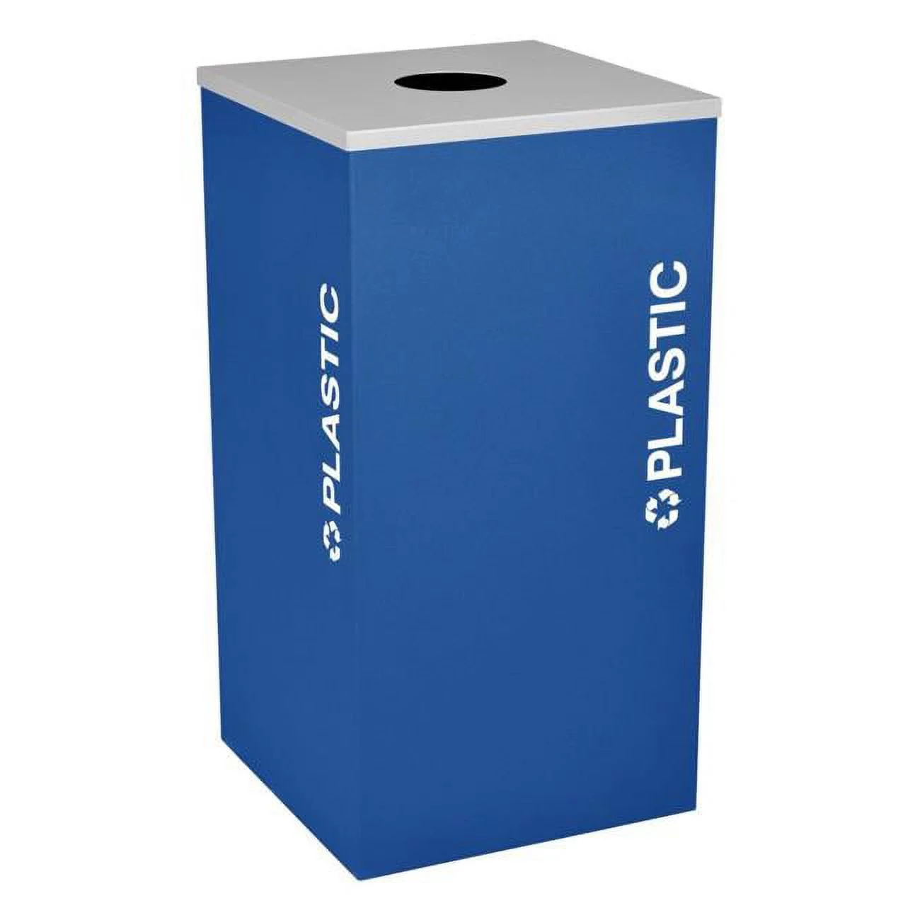 Square Recycling Receptacle with Plastic Decal, Royal Blue Texture