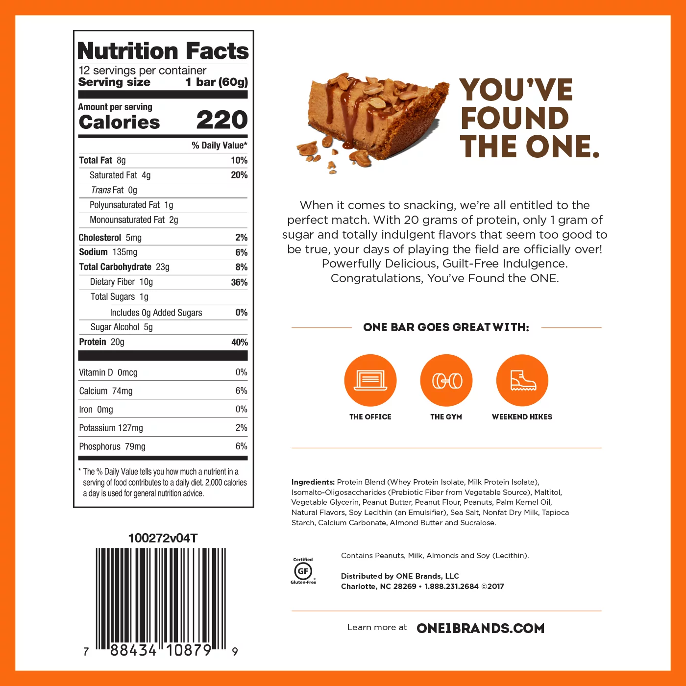 ONE Protein Bar, Peanut Butter Pie, 20g Protein, 12 Ct