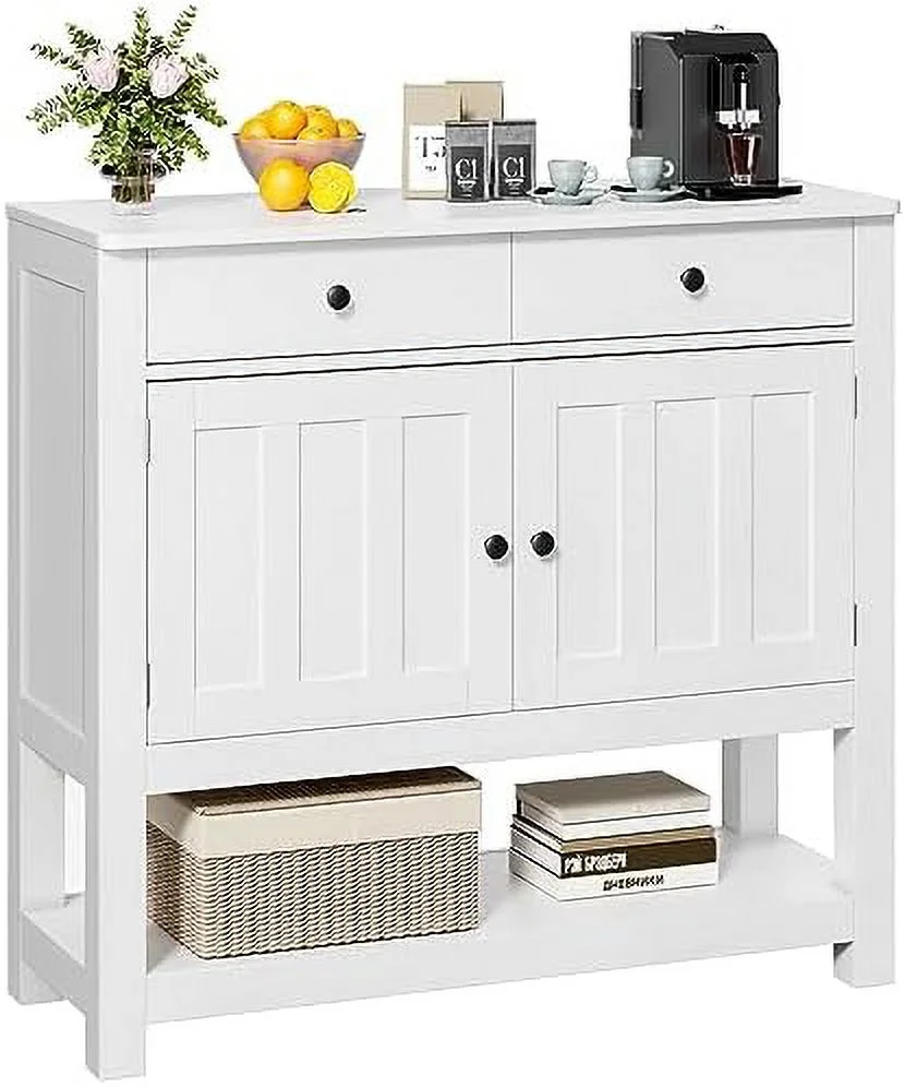 ZWNLKQG Sofa Table with Open    33.5''H Farmhouse Console Table with 2 Cabinets and 2 Drawers  Kitchen Buffet Sideboard  Narrow Coffee  for Living Room  Entryway  Foyer  Hallway