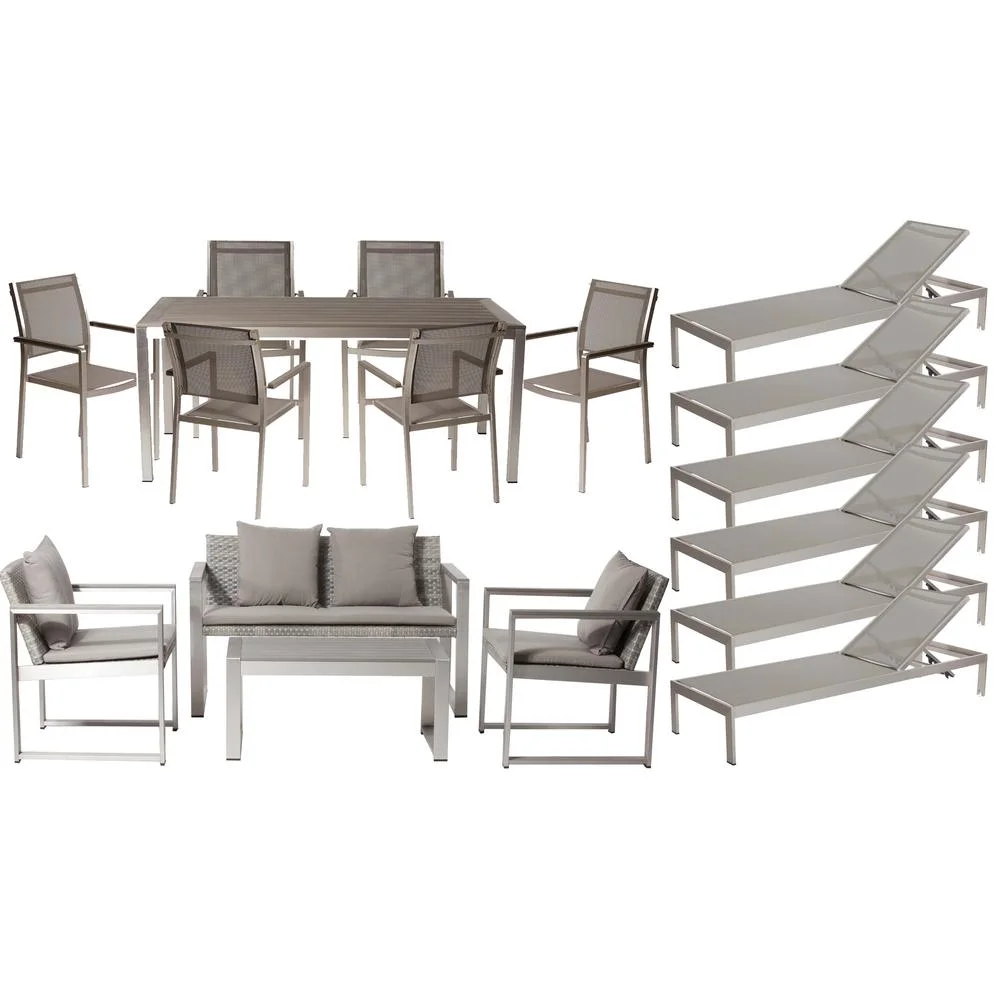 Pangea Home Chester 17-piece Modern Aluminum Patio Sofa Set in Gray