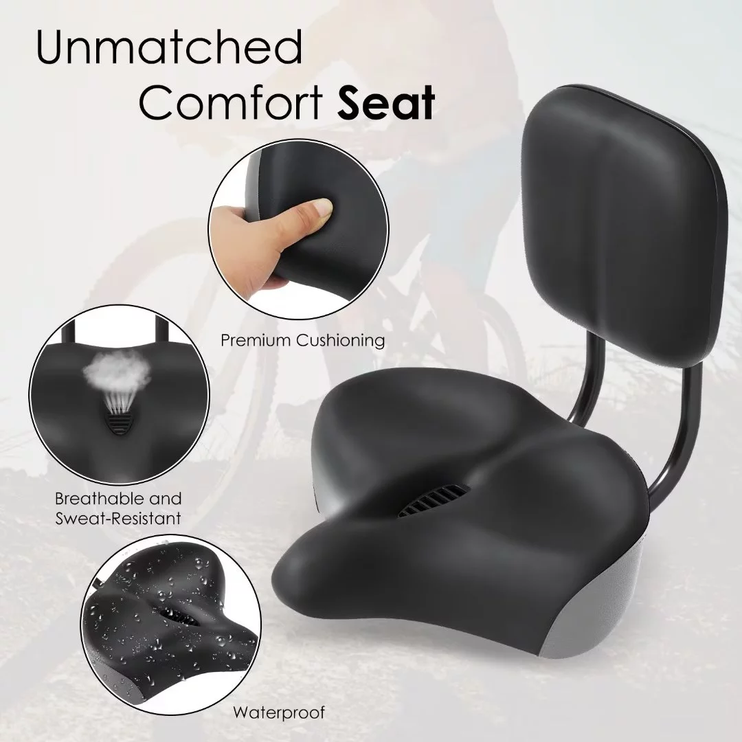 Docred Backrest Saddle Bike Seat with Backrest Bicycle Tricycle Saddle Seat with Back Support, Oversize Comfort Saddle with Back Rest