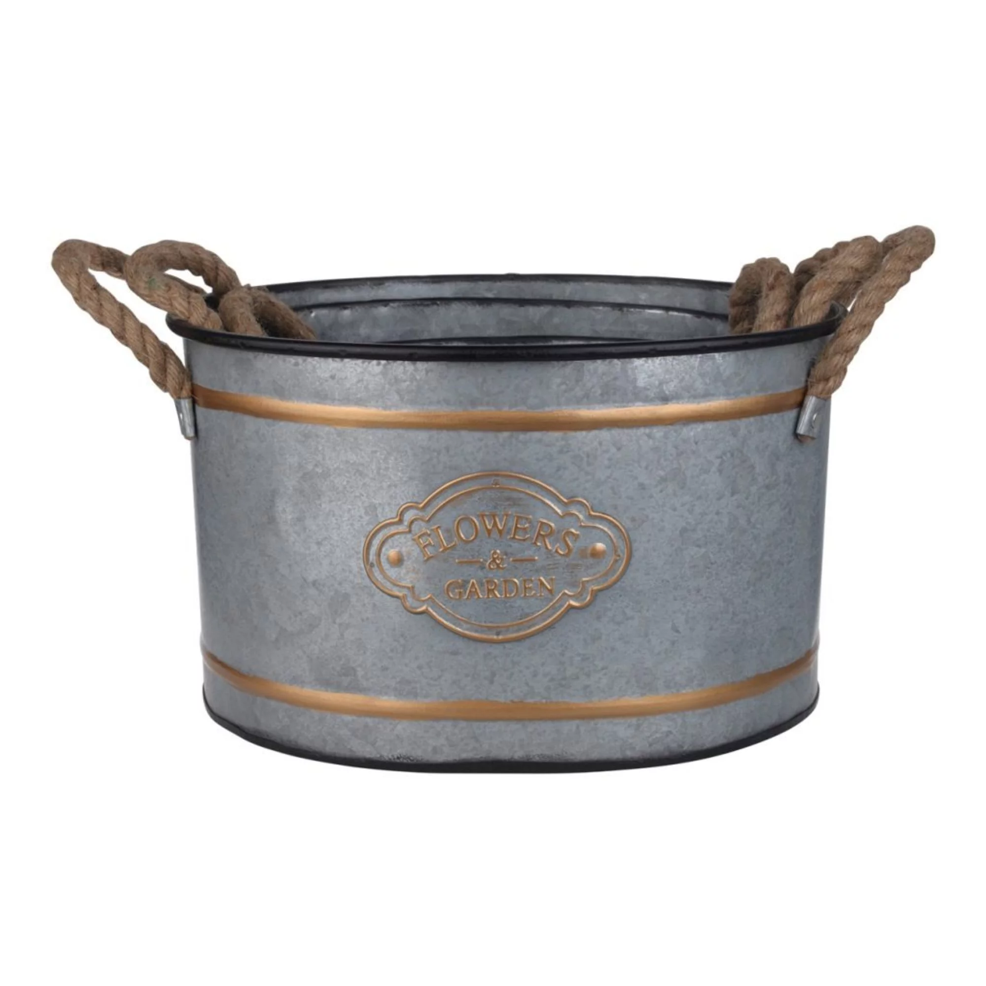 CC Home Furnishings Set of 3 Gold and Gray Cottage Style Huxley Decorative Pots 14.25