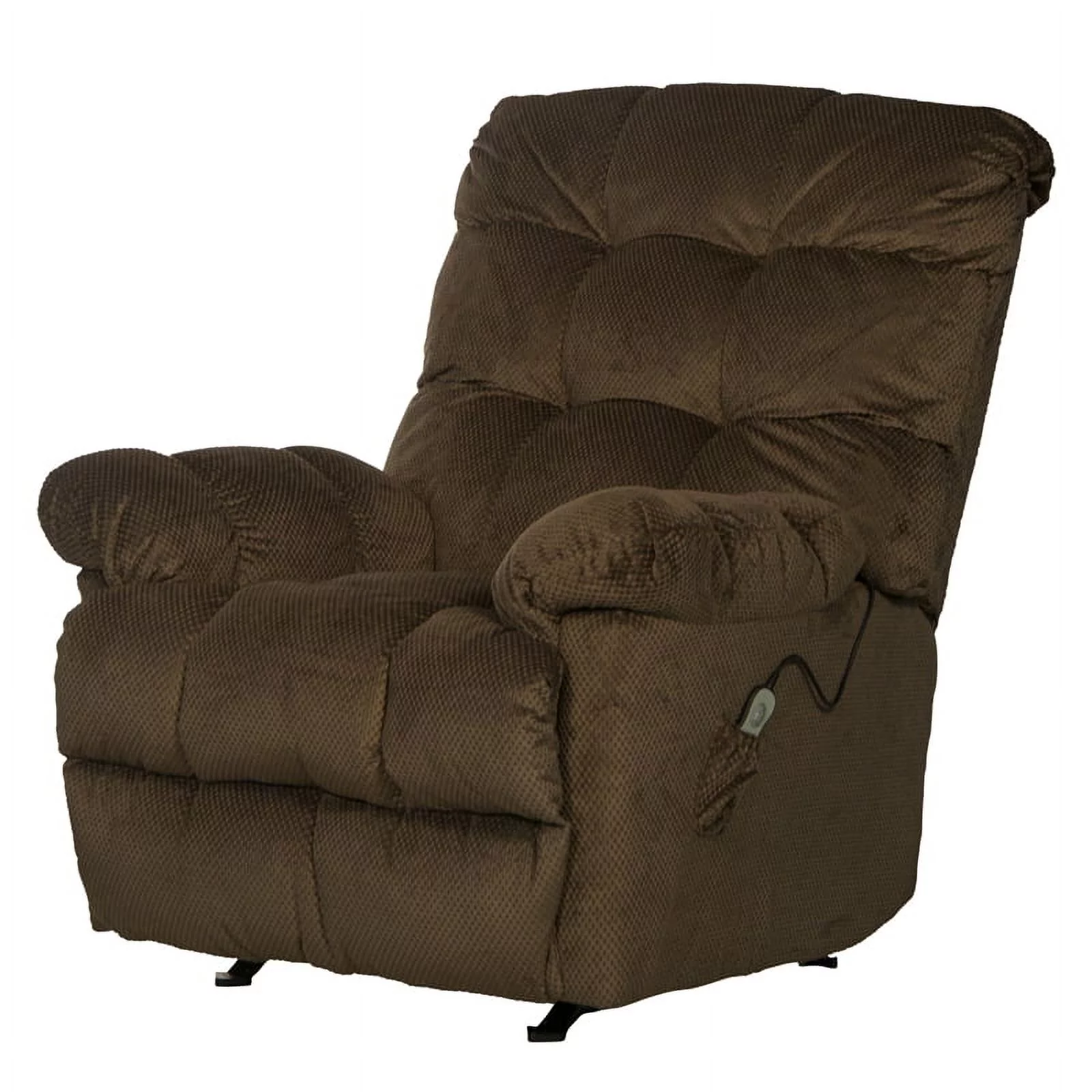 Bowery Hill Chaise Rocker Recliner with Heat & Massage in Brown Polyester Fabric