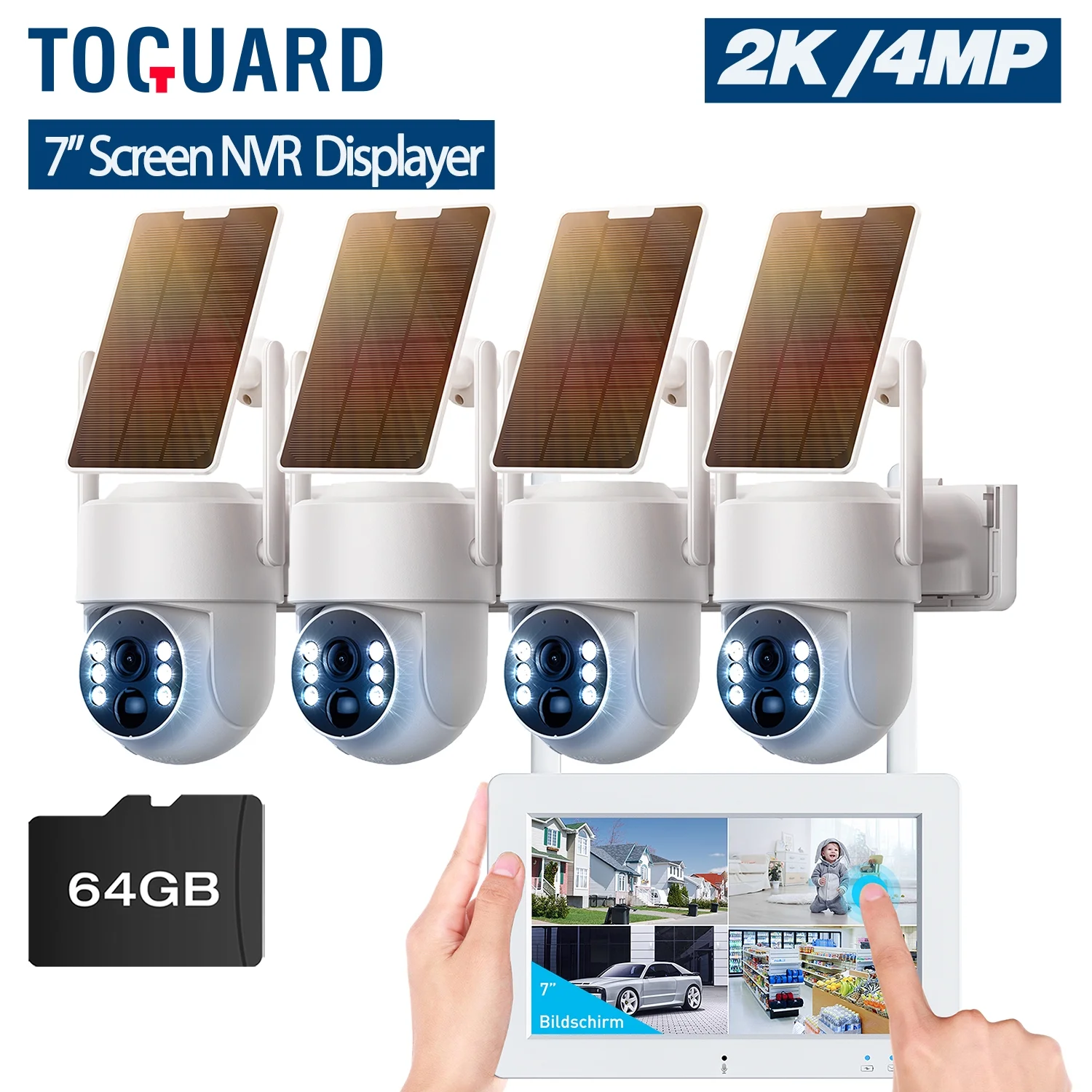 TOGUARD SC44 2K/4MP Solar Security Camera System Outdoor with 7