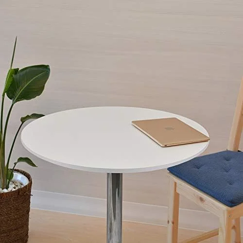 TJUNBOLIFE Leopard MDF Round Top Adjustable  Table  Pub Table with Silver Leg and Base (Black)