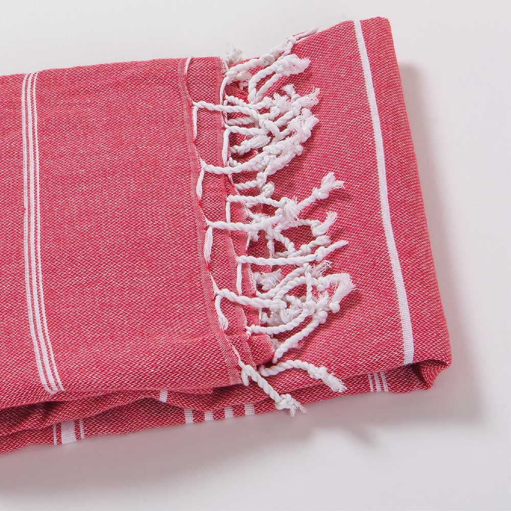 Hencely Large Beach Towel 37x70 inch Striped 100% Turkish Cotton - Red