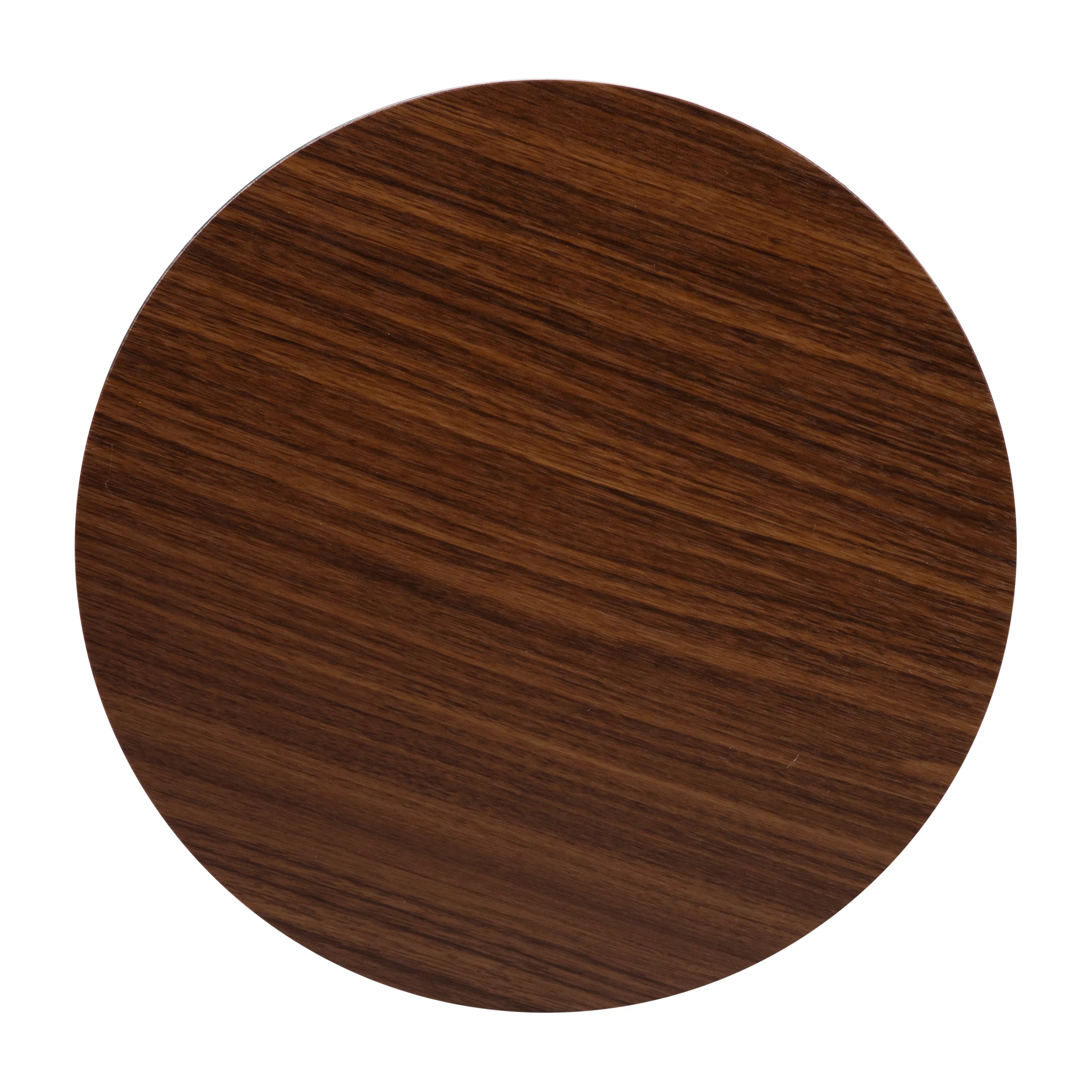 Merrick Lane Walnut End Table with Round Matte Black Cross Brace Frame