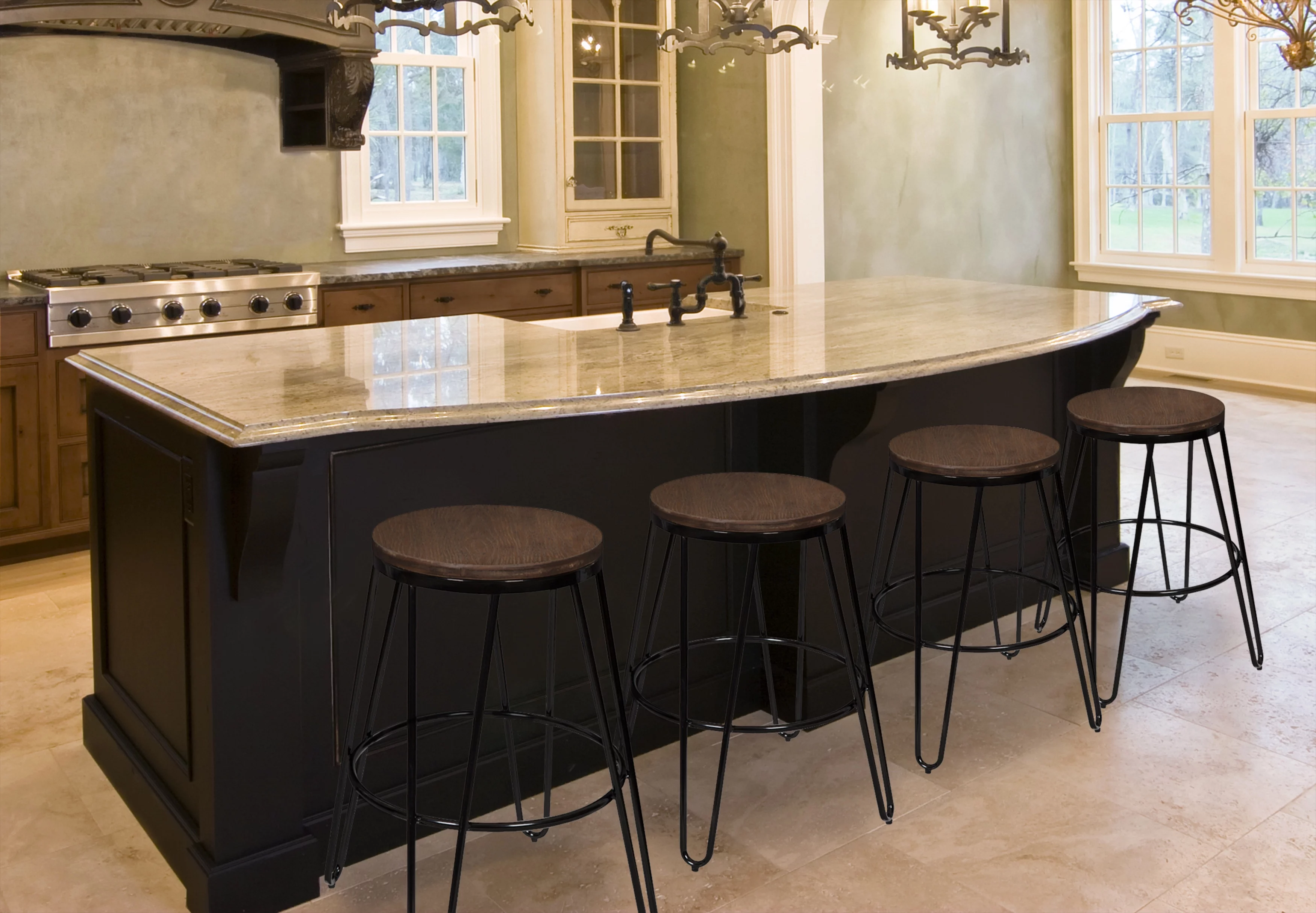 Kate and Laurel Tully Backless Modern Wood and Metal 24