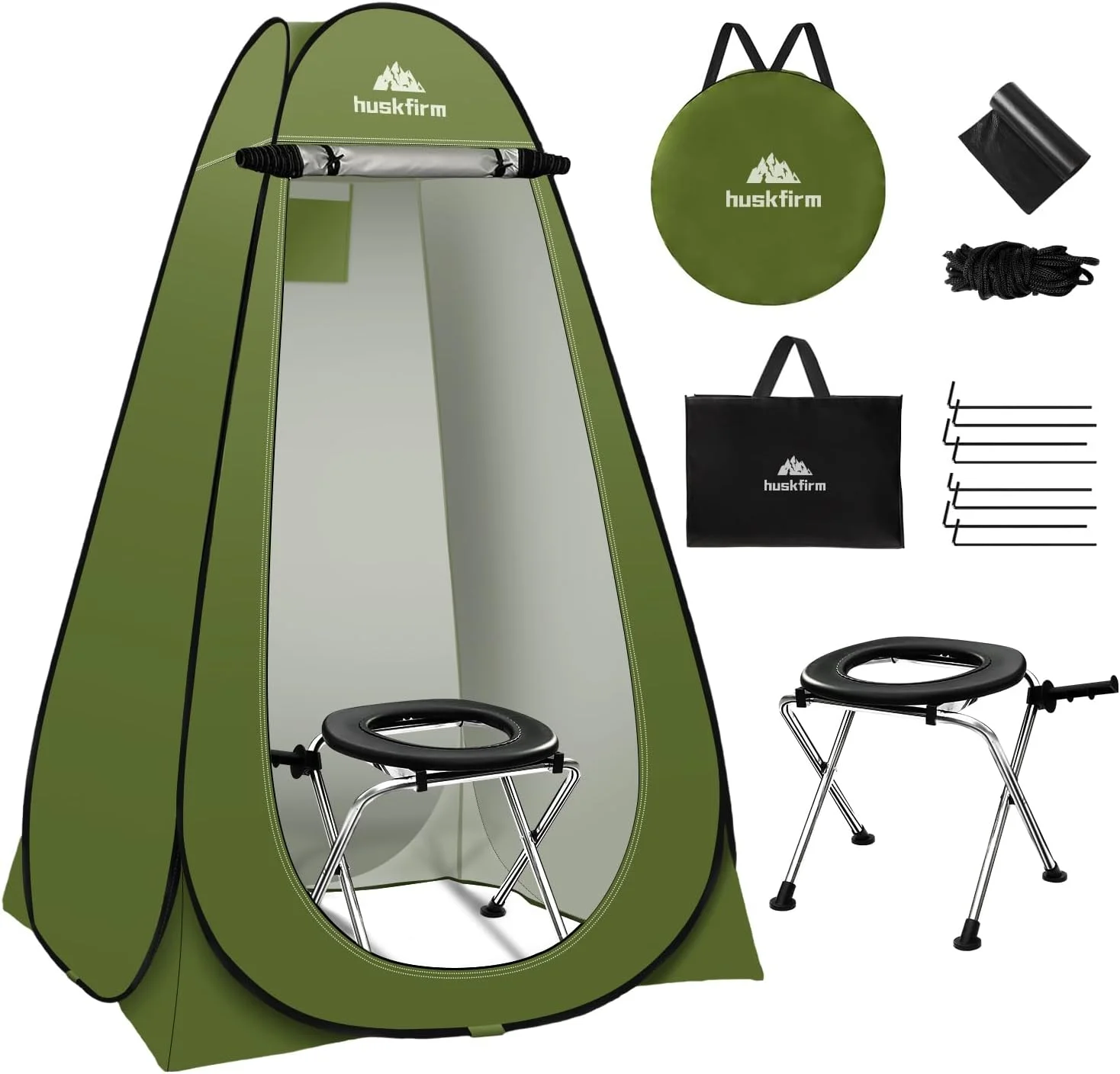 Portable Toilet Kit for Adults, Pop Up Privacy Tent, Stainless Steel Portable Camping Toilet with Toilet Tent, Instant Portable Outdoor Shower Tent Camp Toilet Changing Dressing Room