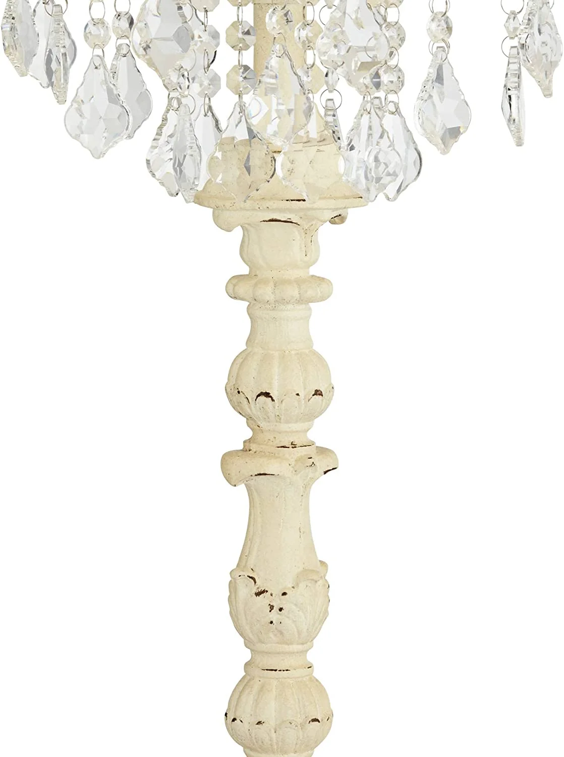 TQJKLFDY Duval 34 1/2" Tall Candlestick Large Traditional End Table Lamp French White Finish Crystal Single Living Room Bedroom Bedside Nightstand House Office Home Reading Kitchen En