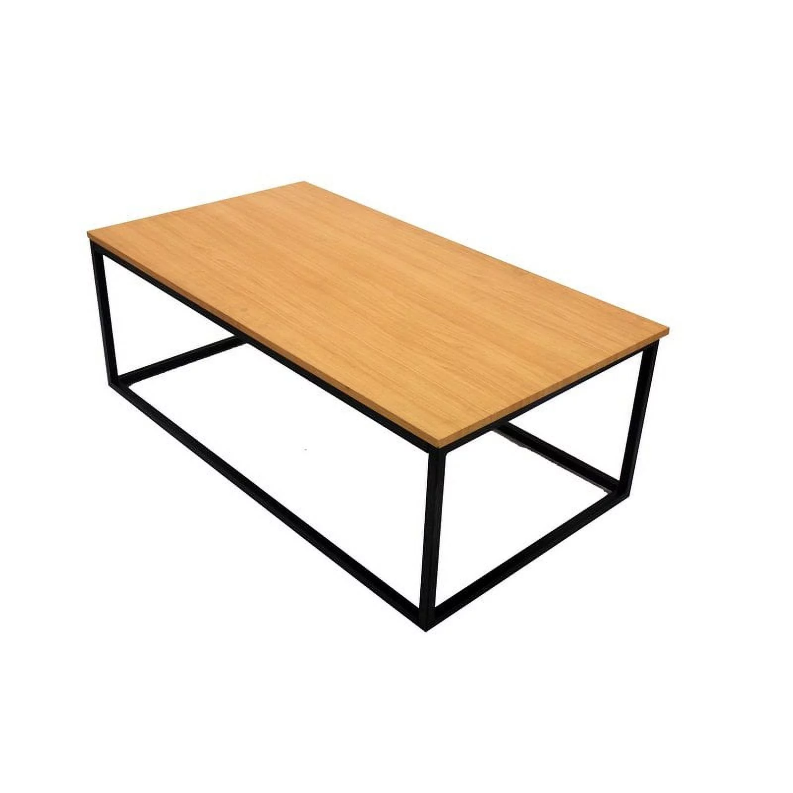 Uspridefurniture Industrial Wood and Metal Rectangle Coffee Table, Natural