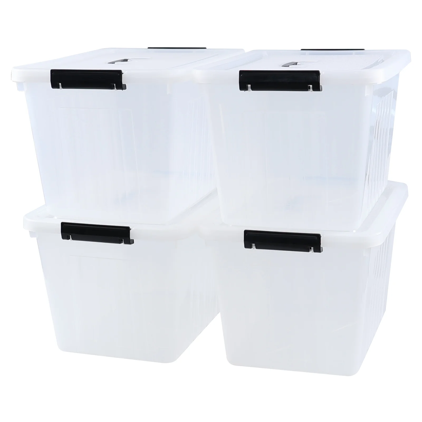 Vababa 4-Pack Clear Plastic Latch Storage Boxes with Lids, 18 Liter