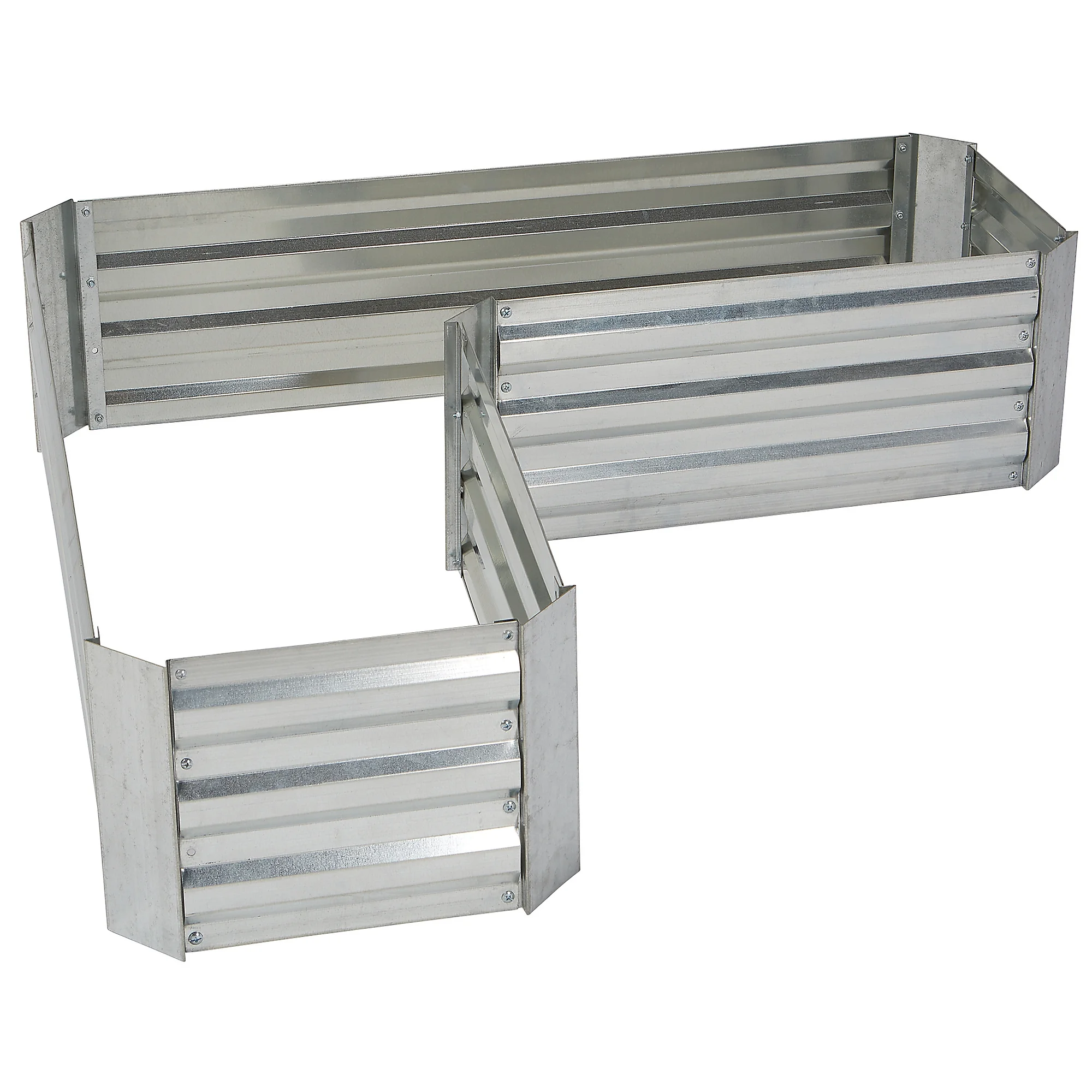 Ironton Galvanized Corrugated Steel L-Shaped Raised Garden Bed, 47-1/3in.L x 17-3/4in.W x 11-4/5in.D