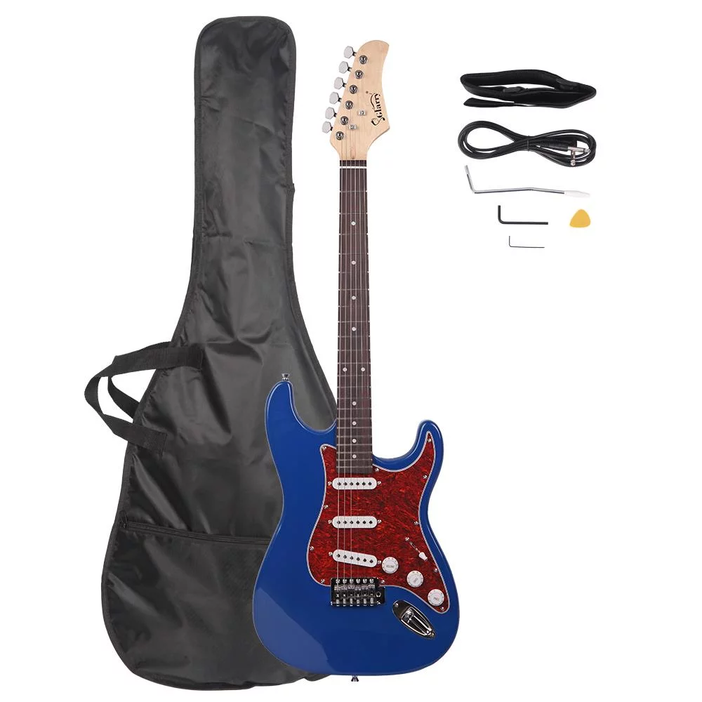 Glarry Basswood Beginner Electric Guitar with Guitar Bag, Pick Strap, Accessories, Blue