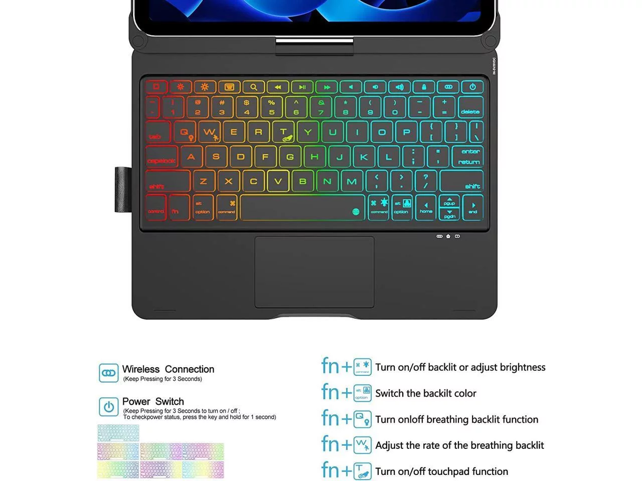 iPad 10th Generation 10.9 inch 2022 Case with Keyboard, Trackpad, Backlit, Rotatable - Touchpad iPad 10th Keyboard Case 10.9