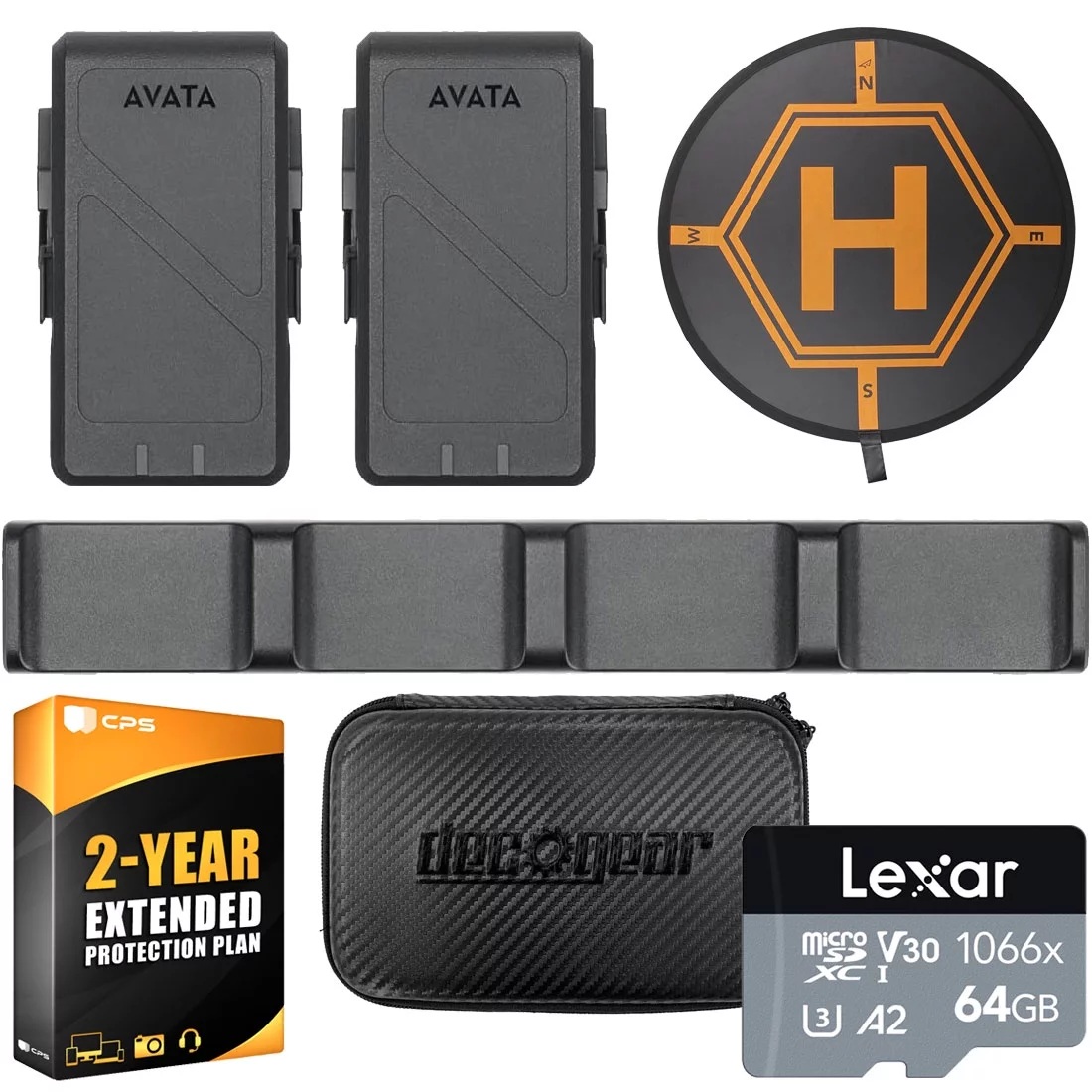 DJI Avata Fly More Kit (CP.FP.00000071.01) with 64GB Drone Landing Pad Bundle