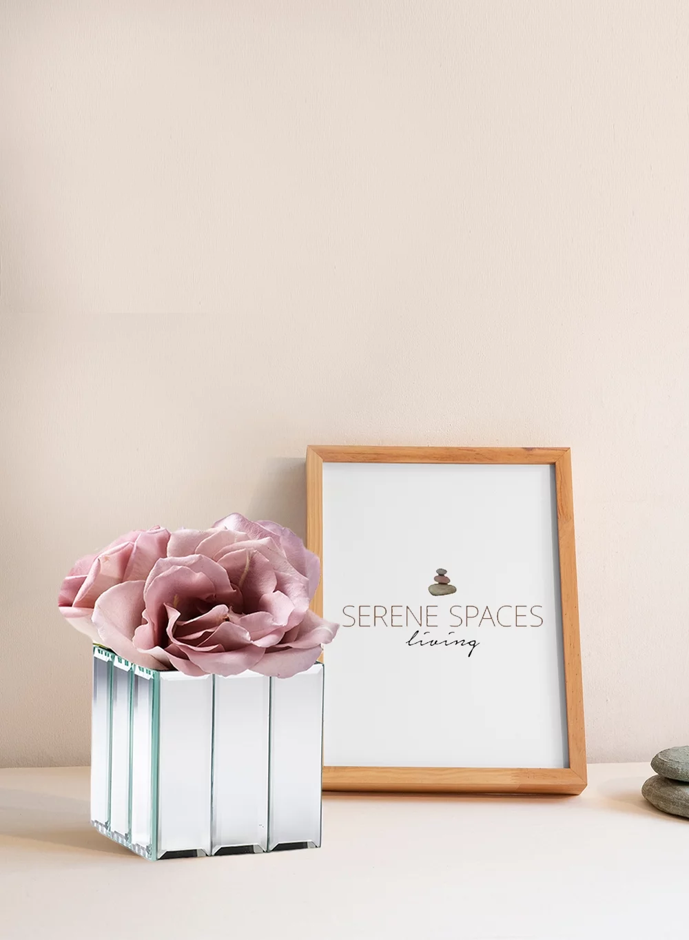 Serene Spaces Living Small Gatsby Mirror Strip Cube Vase, 4” Cube