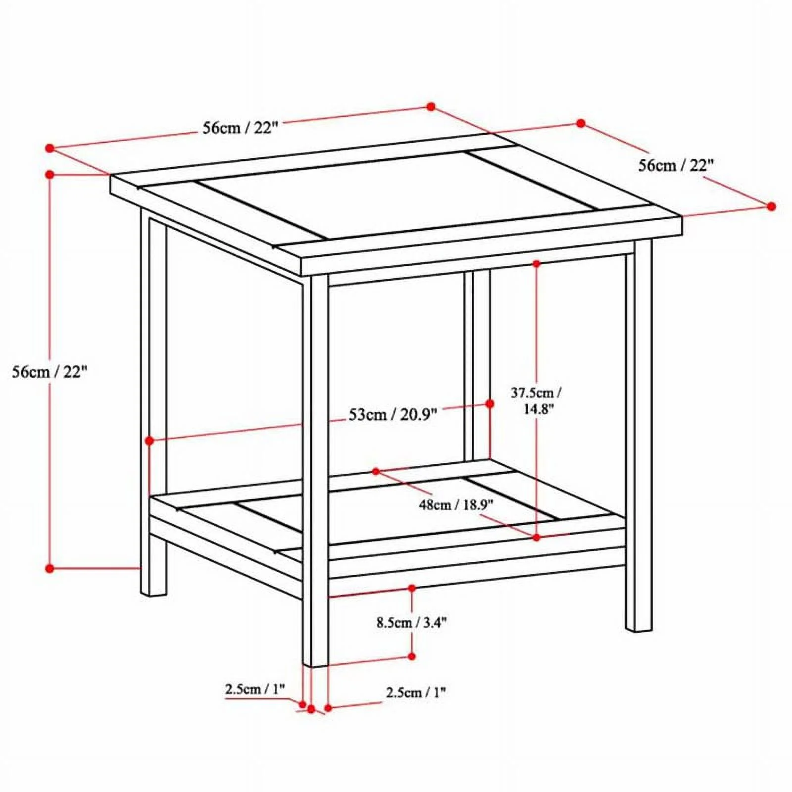 Home Square 2-Piece Wood & Metal 22