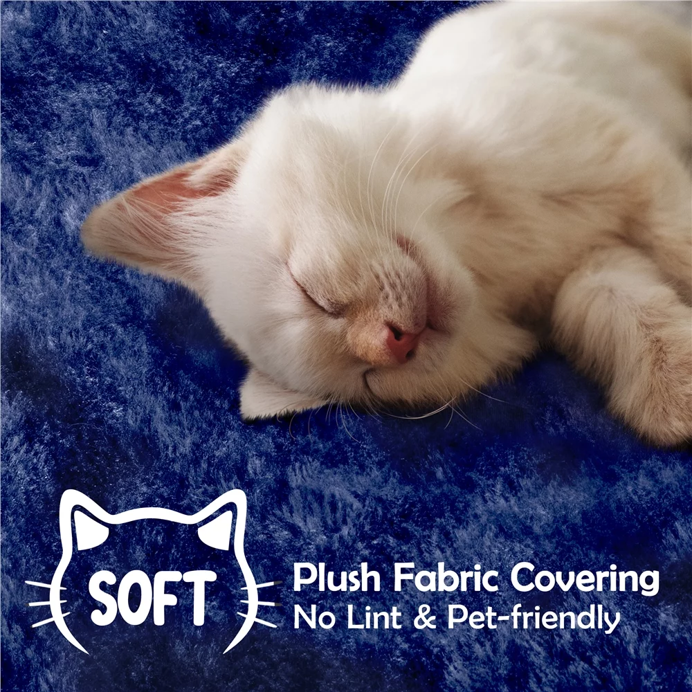 Topeakmart 57''H Multilevel Cat Tree Tower with 2 Condos & Scratching Posts/Ramp, Navy Blue