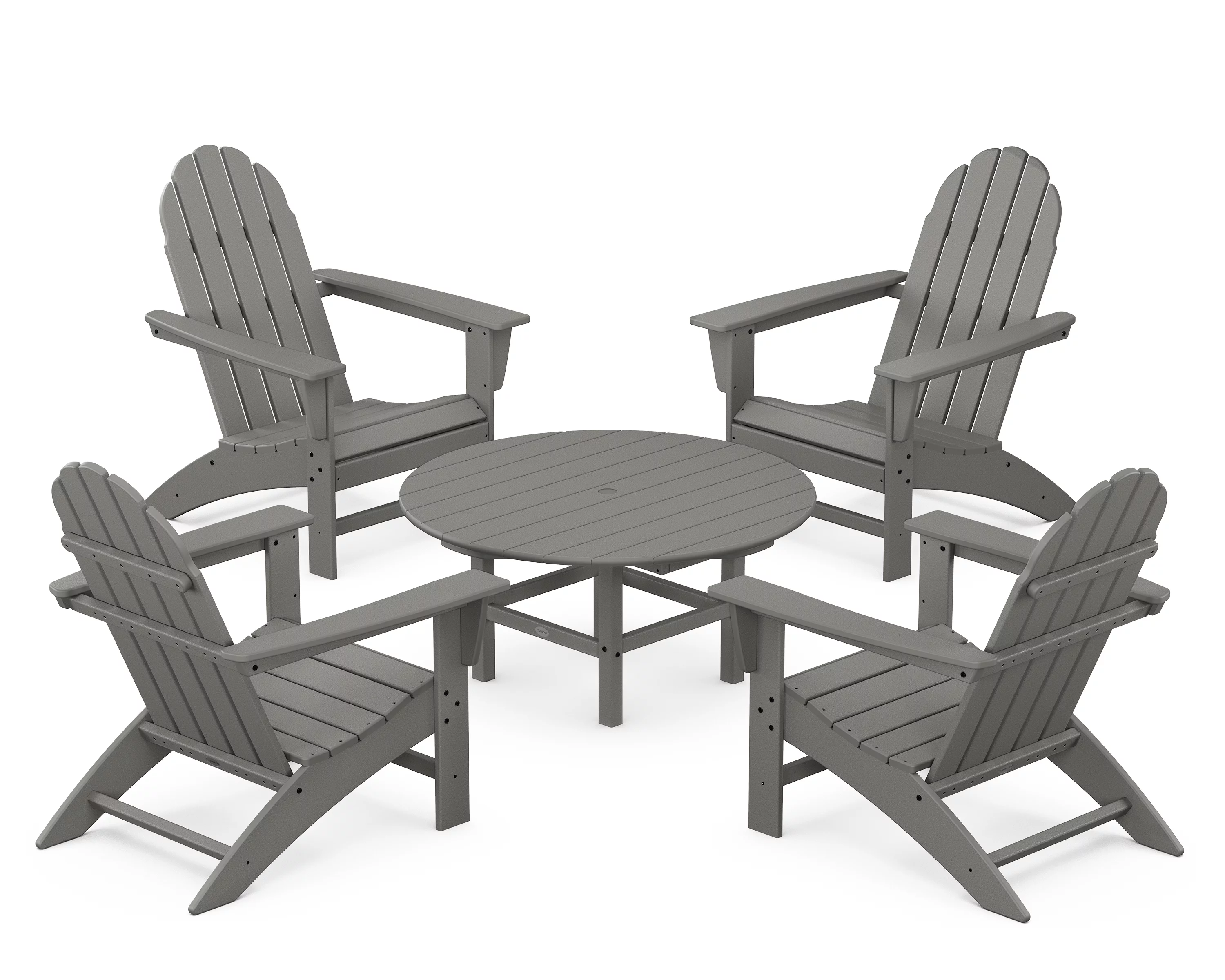 POLYWOOD Vineyard 5-Piece Adirondack Chair Conversation Set in Slate Grey