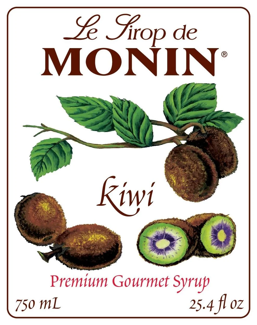 Monin - Kiwi Syrup, Uniquely Juicy and Refreshing Flavor of Kiwi. Great for Fruit Punches, Cocktails, Smoothies, Sodas and Lemonades (750 mL, 25.4 fl.oz)