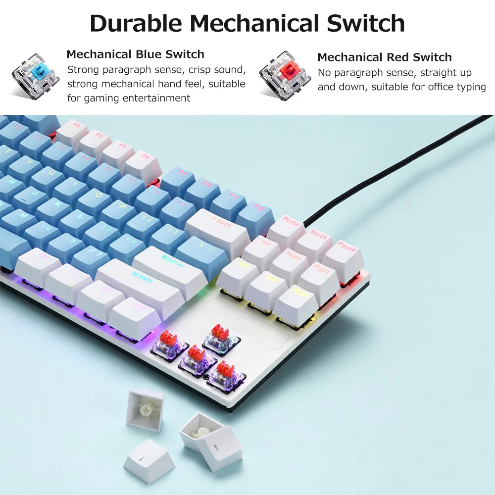 Keyboard,K87 87 Wired 87 Wired Metal Panel Two-color Keycap Two-color Keycap 20 Wired Metal Panel Metal Panel Two-color Keycap 20 Switches) Buzhi Huiop Wired K87