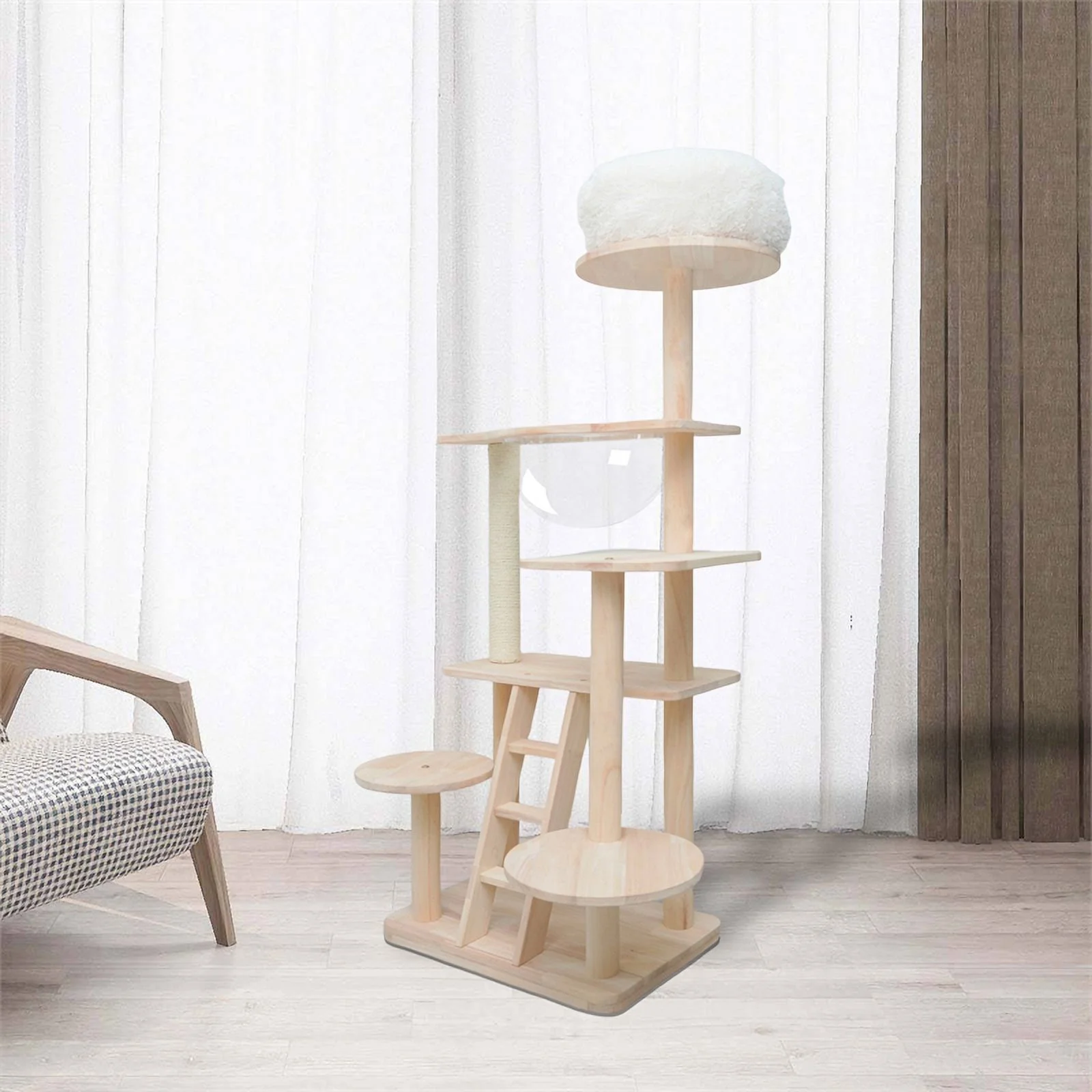 Legend Vansen Oaken Cat Tower Cat Tree Cat Condo With Space Capsule Nest