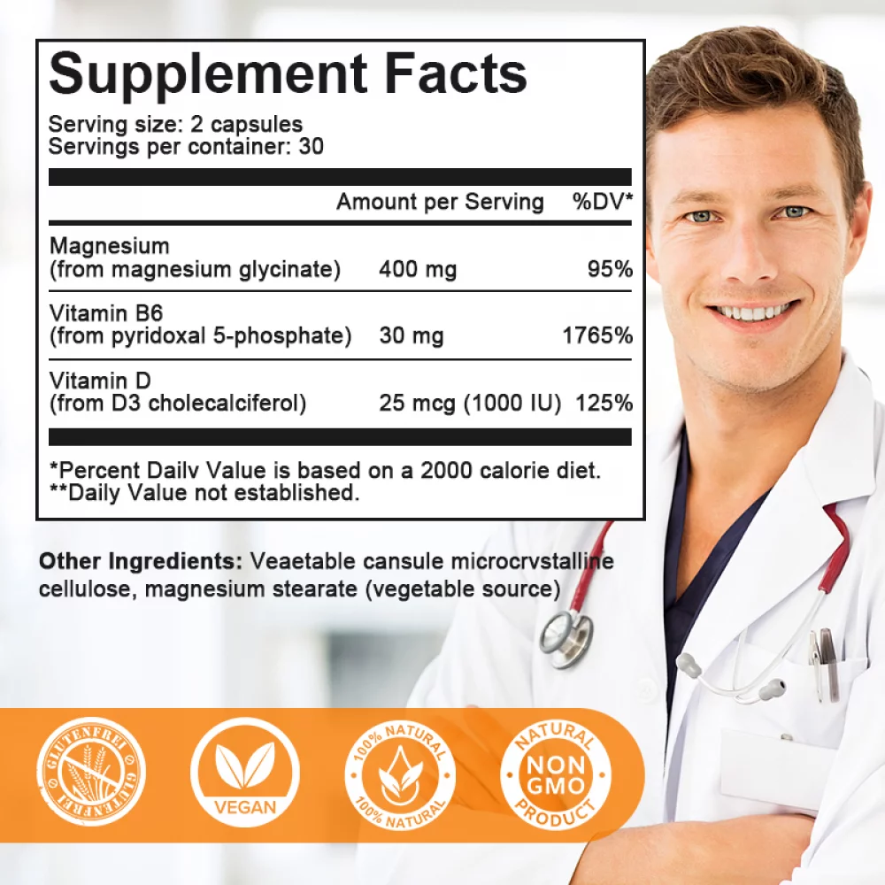 （2 PACK）Magnesium Glycinate 400mg Mineral Supplement for Women and Mens-Natural Sleep Support-Bone Health Immunity Mood Support Heart Health -240 Capsules