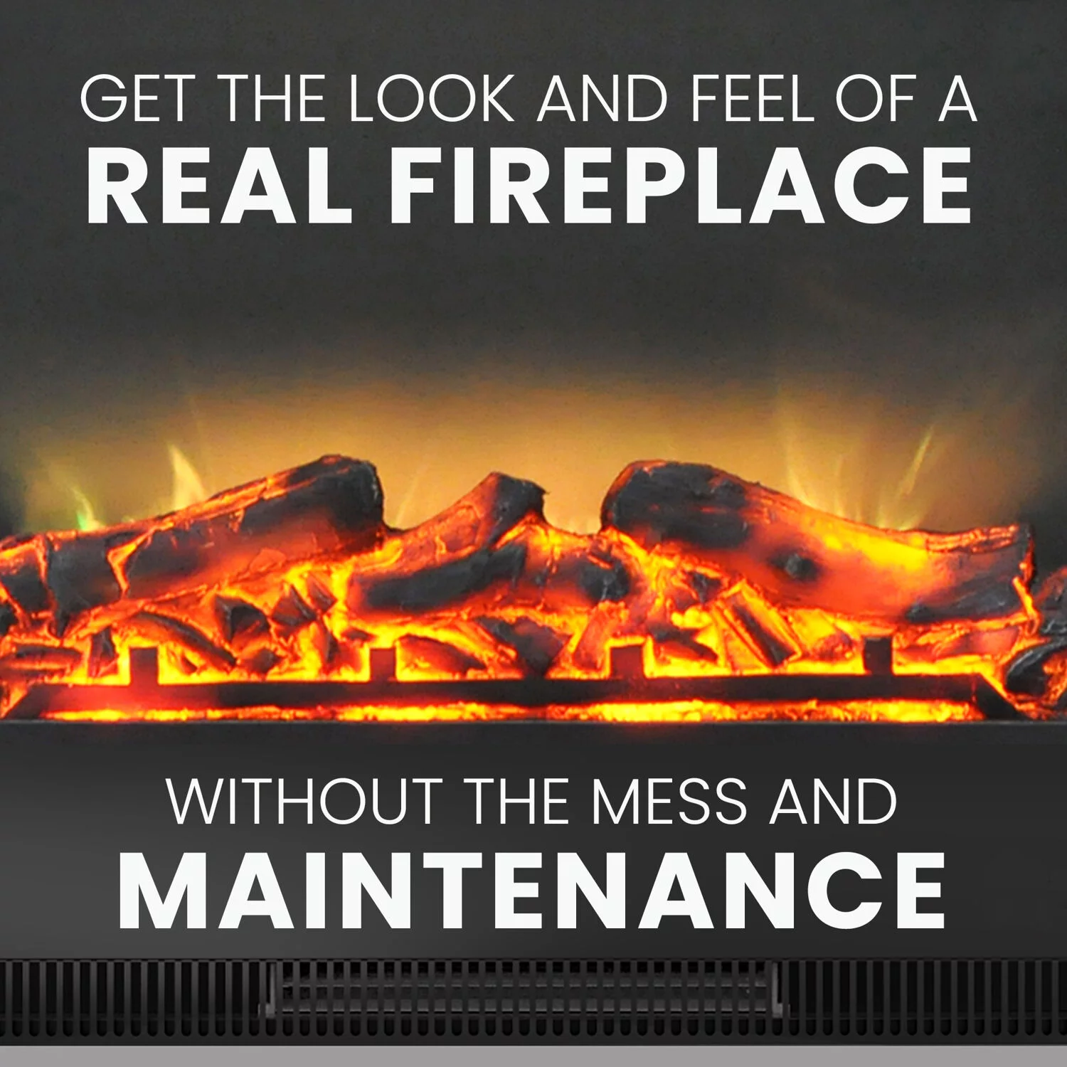 Cambridge Sienna 34 In. Electric Fireplace with Enhanced Log Display and Black Coffee Mantel