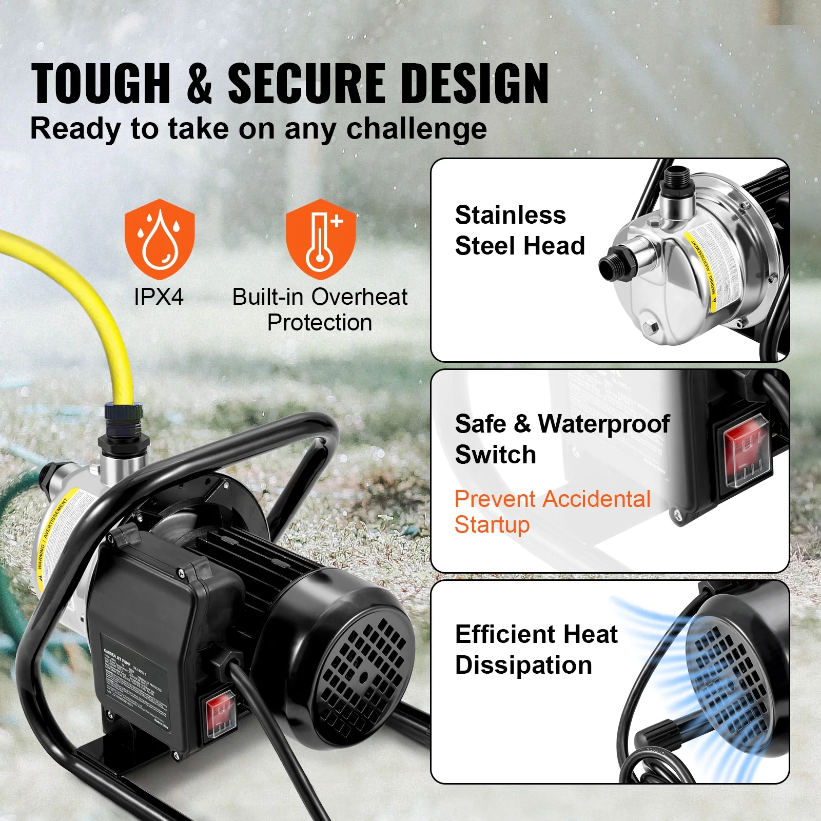 SKYSHALO 1.1HP 978 GPH 131 ft Head Shallow Well Pump Portable Garden Water Jet Pump