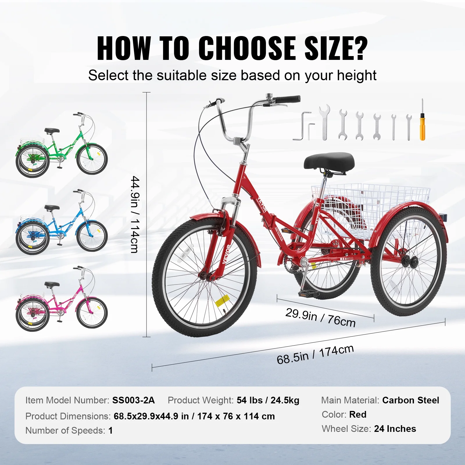 SKYSHALO Folding Adult Tricycle 24