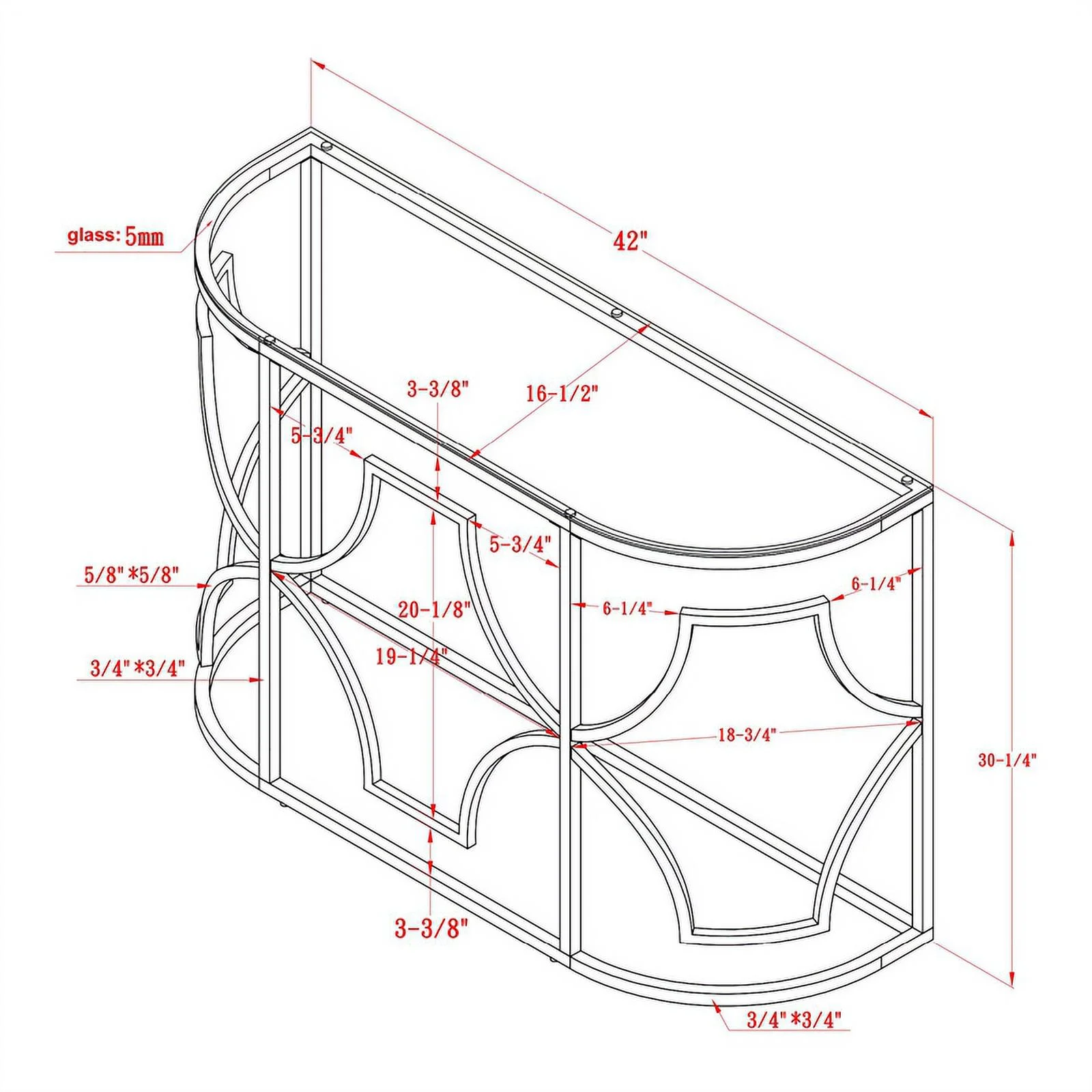 Furniture of America Sol Glam Glass Top Sofa Table in Chrome and Gold
