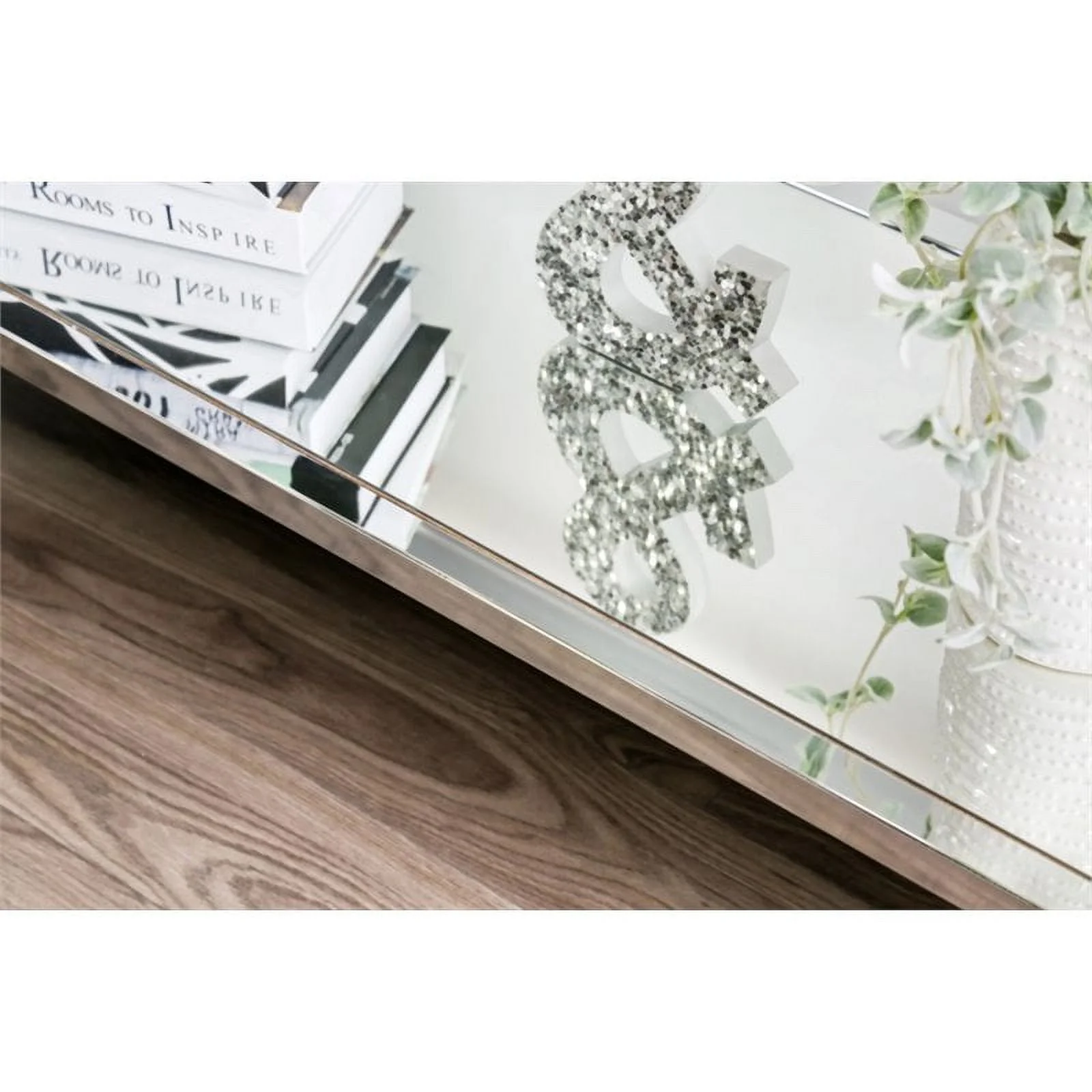 Furniture of America Beller Metal 1-Shelf Console Table in Silver Chrome